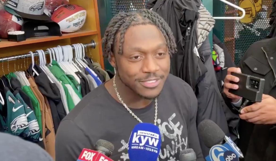 Philadelphia Eagles WR A.J. Brown addresses the media ahead of Week 18's matchup against the New York Giants