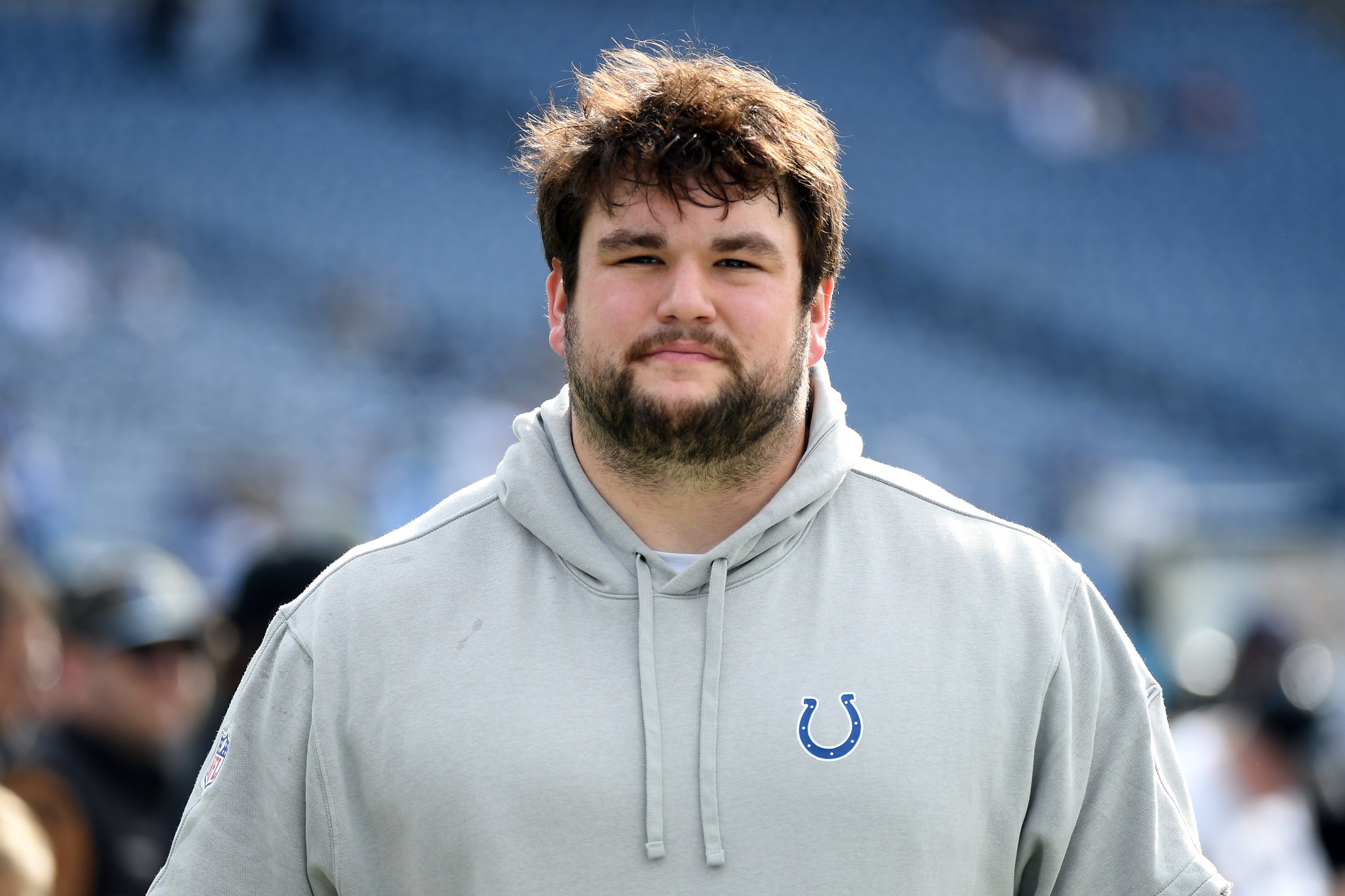 Dec 3, 2023; Nashville, Tennessee, USA; Indianapolis Colts guard Quenton Nelson (56) walks off the field after warmups before the game against the Tennessee Titans at Nissan Stadium.