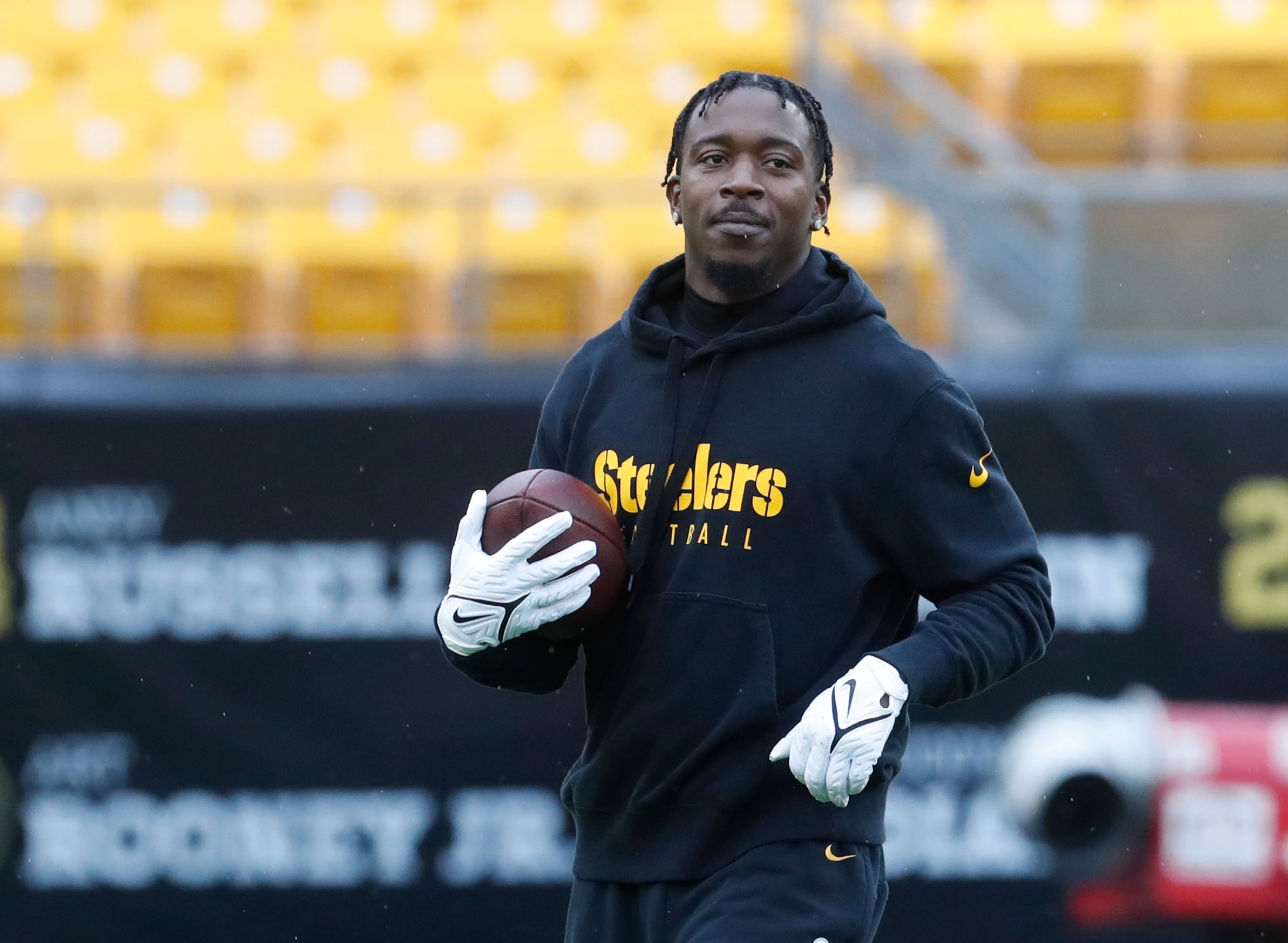 Oct 29, 2023; Pittsburgh, Pennsylvania, USA; Pittsburgh Steelers safety Damontae Kazee (23) warms up before the game against the Jacksonville Jaguars at Acrisure Stadium. Mandatory Credit: Charles LeClaire-USA TODAY Sports  