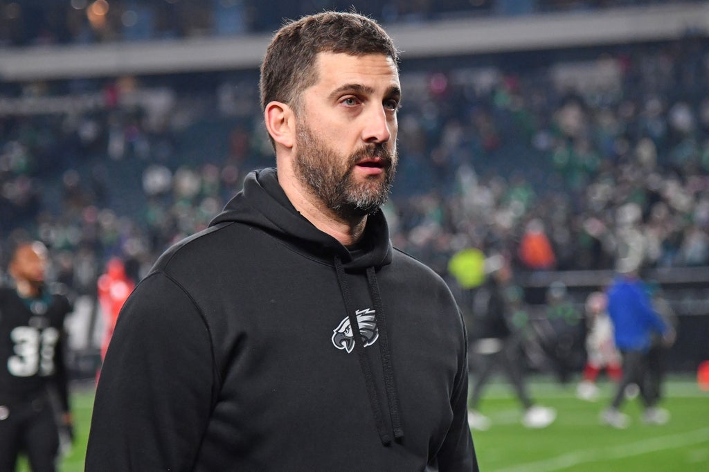 Philadelphia Eagles head coach Nick Sirianni walks off the field after win against the New York Giants at Lincoln Financial Field.