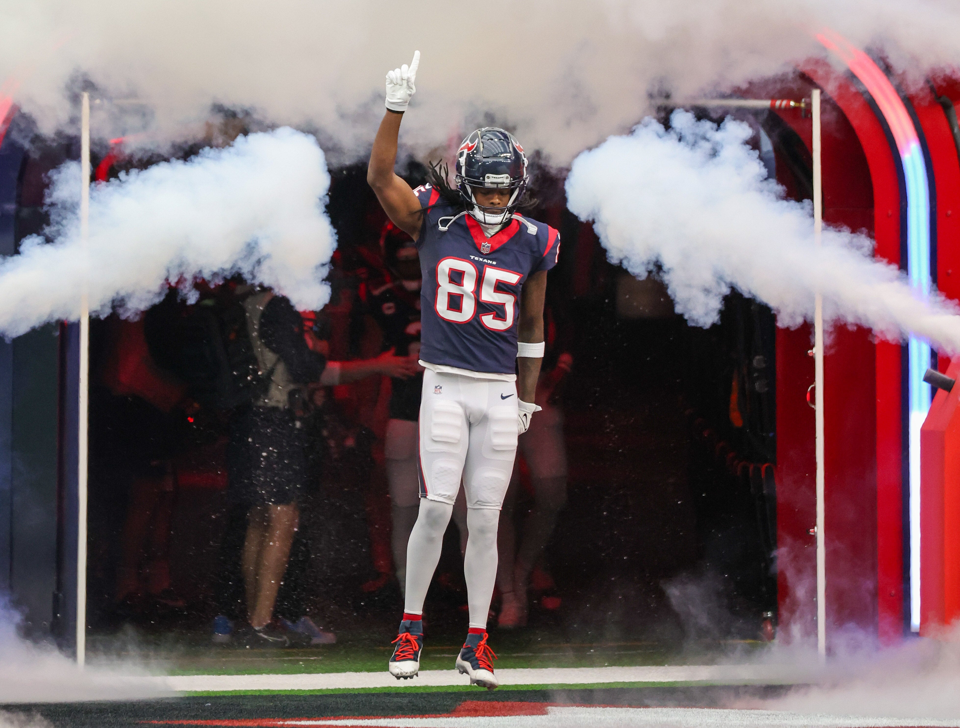 Dec 3, 2023; Houston, Texas, USA; Houston Texans wide receiver Noah Brown (85) is introduced before playing against the Denver Broncos at NRG Stadium.