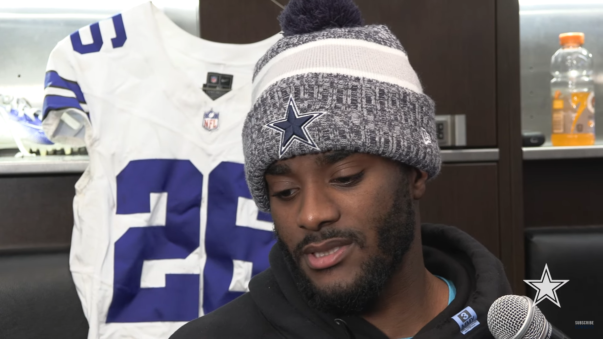 Dallas Cowboys CB Jourdan Lewis talks to reporters the day after losing to the Green Bay Packers.