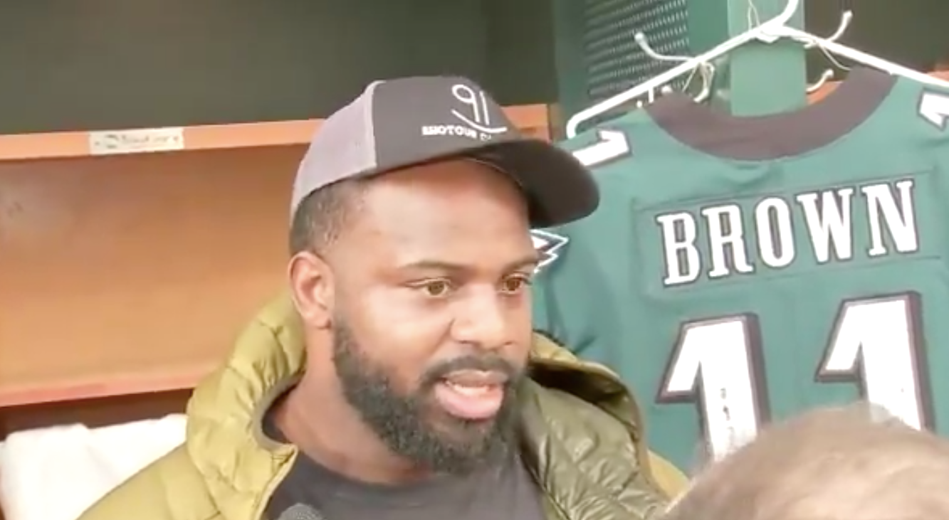 Philadelphia Eagles DT Fletcher Cox speaks to reporters during locker cleanout on Wednesday.