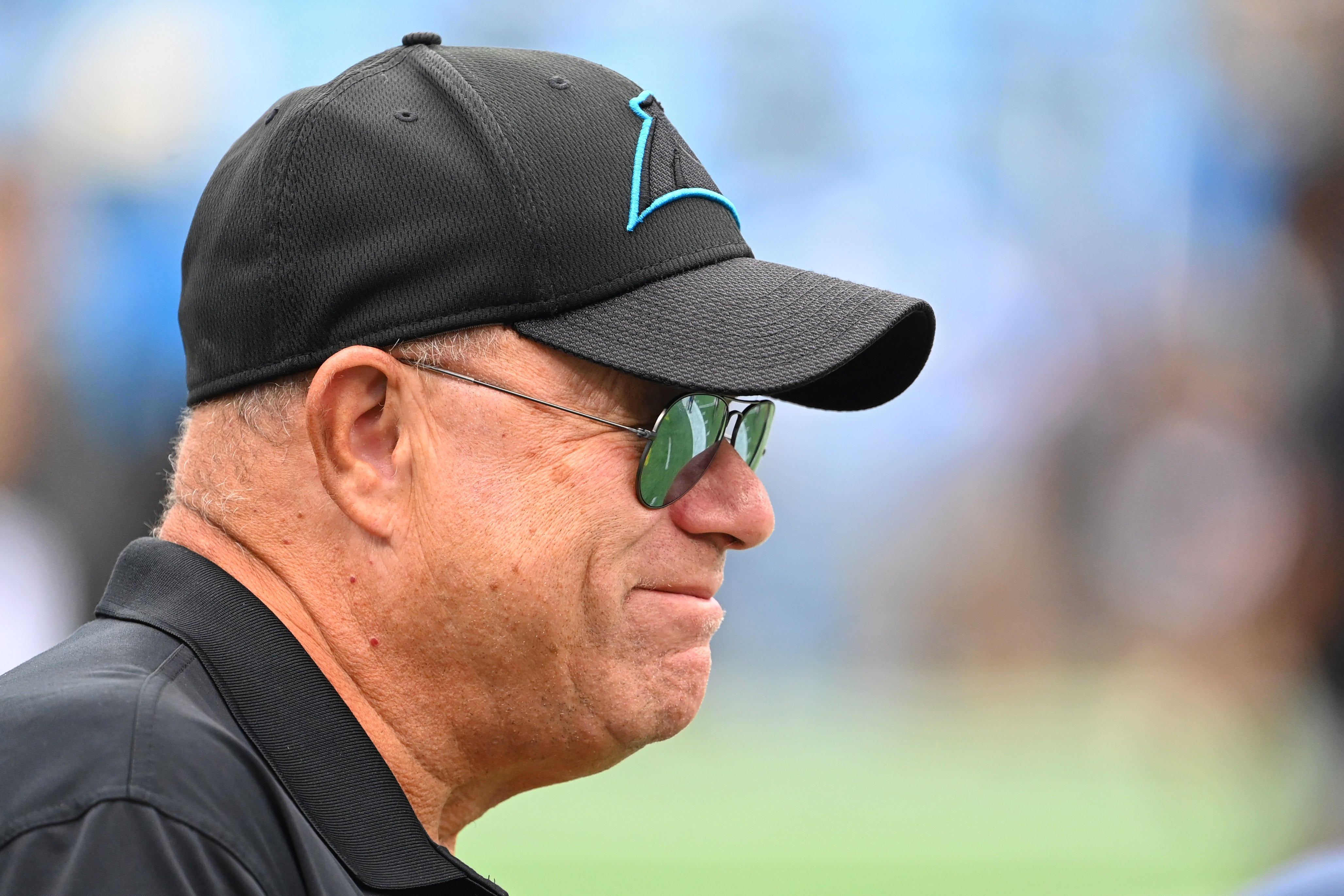 Sep 25, 2022; Charlotte, North Carolina, USA; Carolina Panthers owner David Tepper on the field before the game at Bank of America Stadium. Mandatory Credit: Bob Donnan-USA TODAY Sports