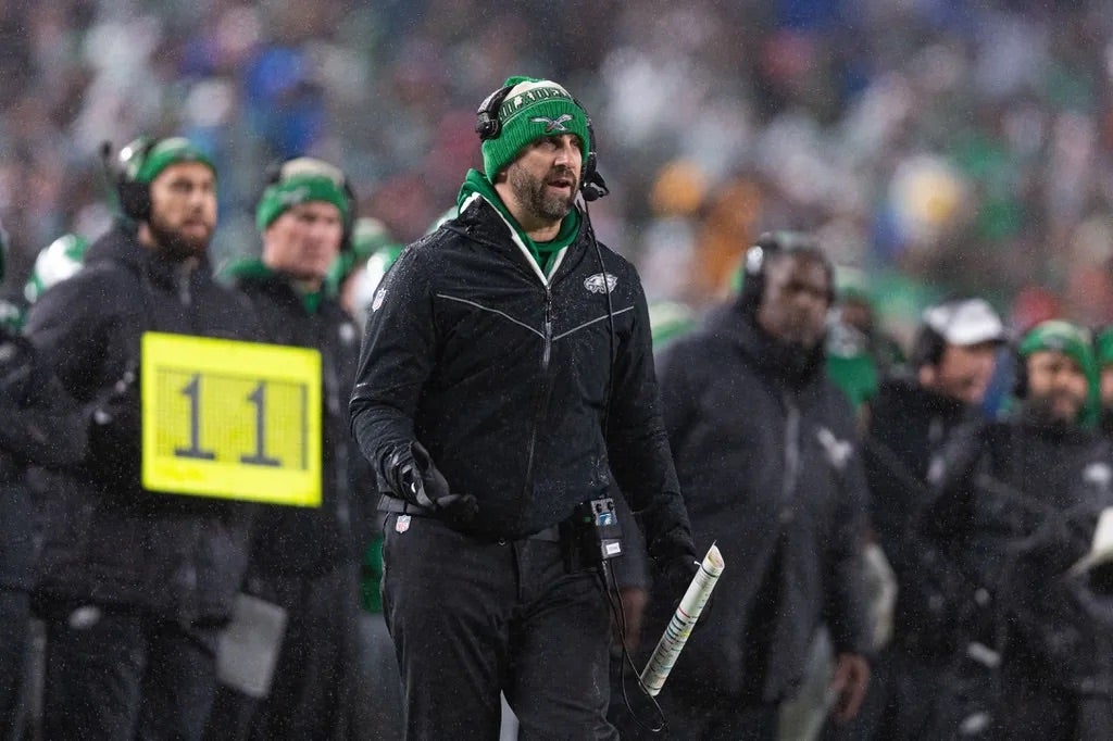 Philadelphia Eagles head coach Nick Sirianni during the second quarter against the Buffalo Bills at Lincoln Financial Field.