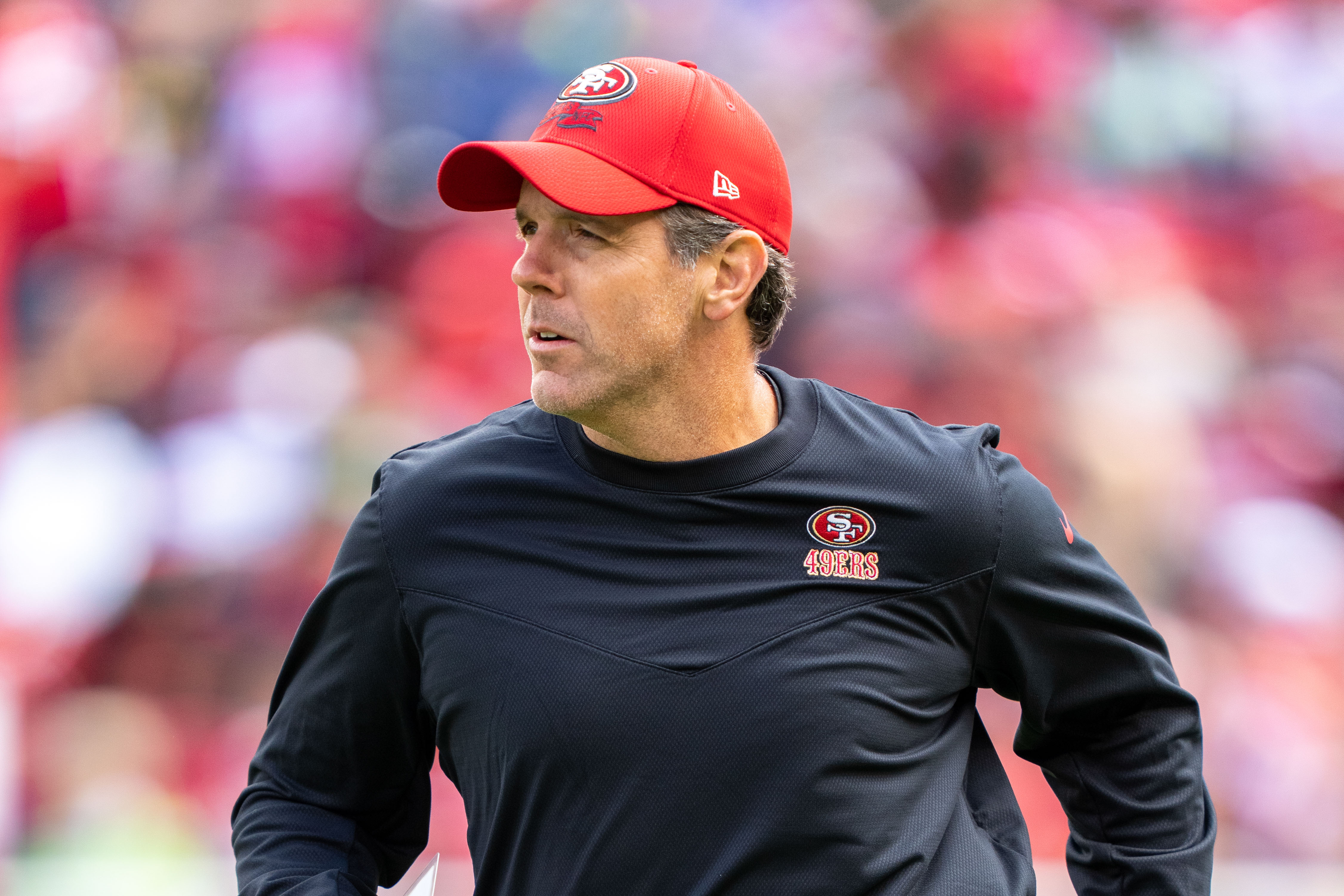 September 18, 2022; Santa Clara, California, USA; San Francisco 49ers quarterbacks coach Brian Griese before the game against the Seattle Seahawks at Levi's Stadium.