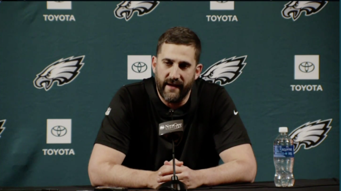 Nick Sirianni speaks during the Philadelphia Eagles end-of-the-year press conference.