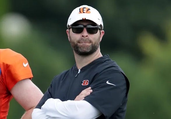 Cincinnati Bengals offensive coordinator Brian Callahan during Bengals training camp practice.