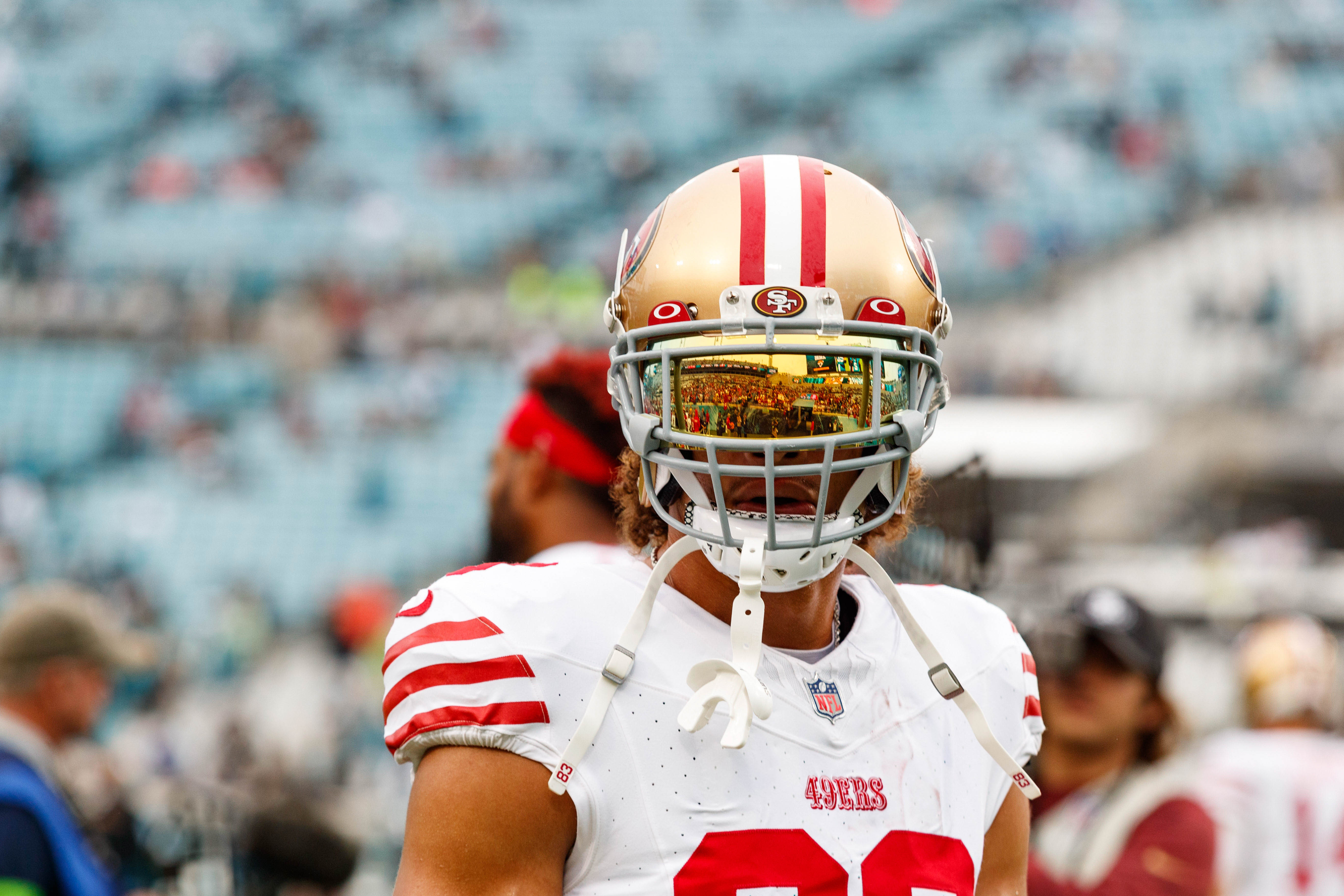 Nov 12, 2023; Jacksonville, Florida, USA; San Francisco 49ers wide receiver Willie Snead IV (83) during the warm ups before the game against the Jacksonville Jaguars at EverBank Stadium.