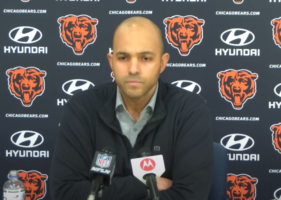 Bears assistant general manager Ian Cunningham addresses the media ahead of the 2023 NFL Draft.