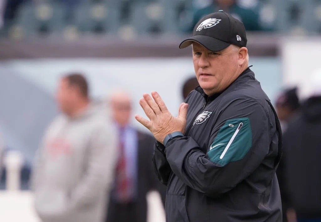 Philadelphia Eagles head coach Chip Kelly prior to game action against the Tampa Bay Buccaneers at Lincoln Financial Field.