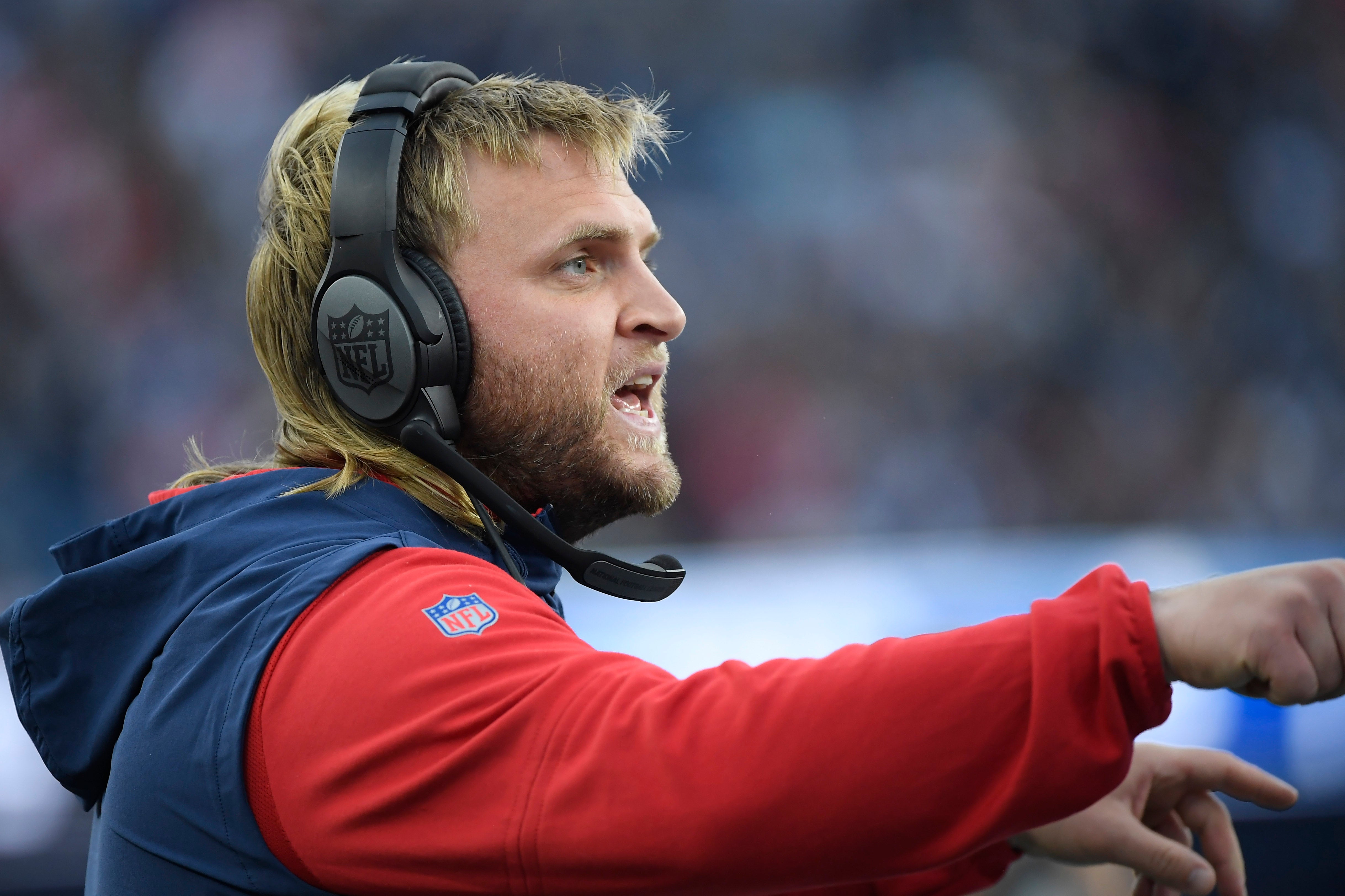 New England Patriots linebackers coach Steve Belichick during the second half against the Indianapolis Colts at Gillette Stadium.