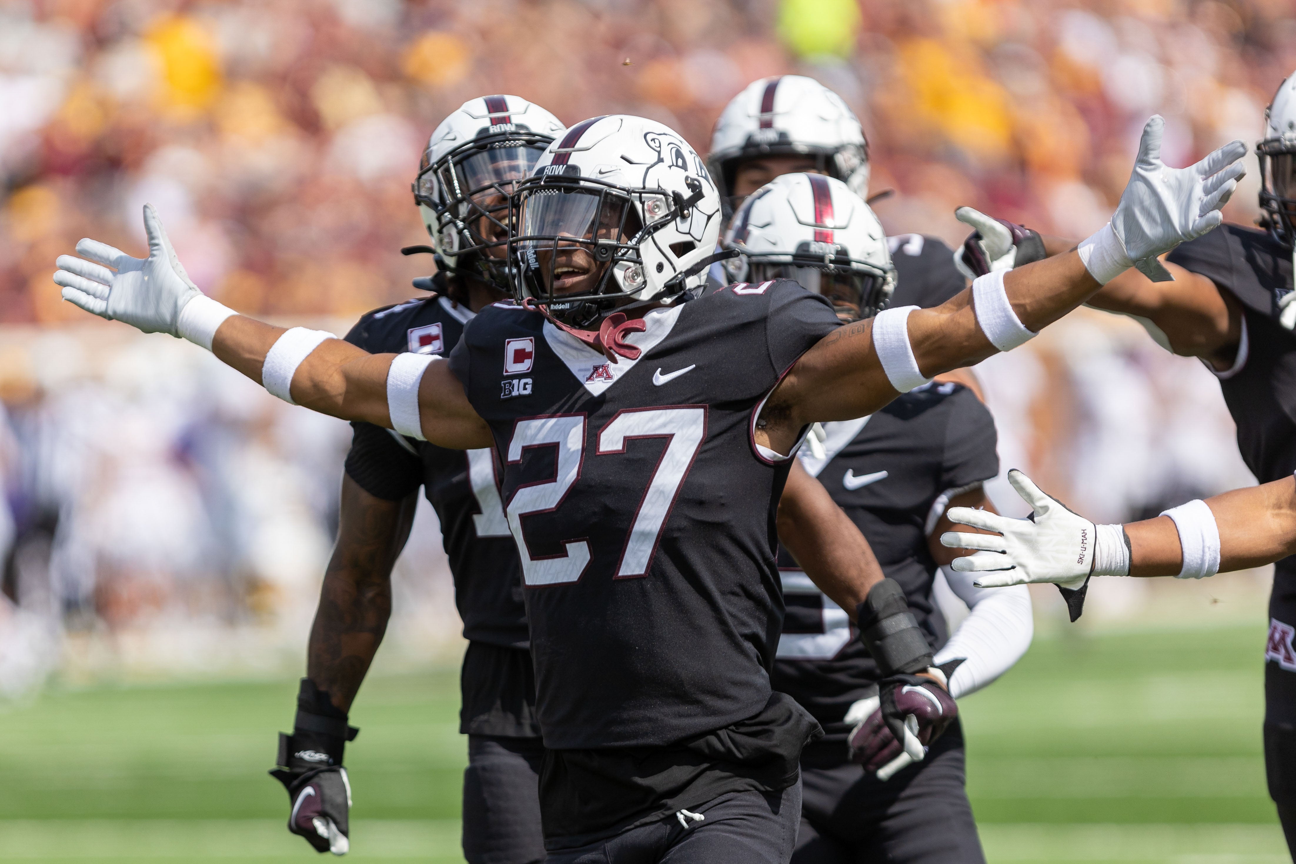 Sep 10, 2022; Minneapolis, Minnesota, USA; Minnesota Golden Gophers defensive back Tyler Nubin (27) in the second half against Western Illinois Leathernecks at Huntington Bank Stadium.