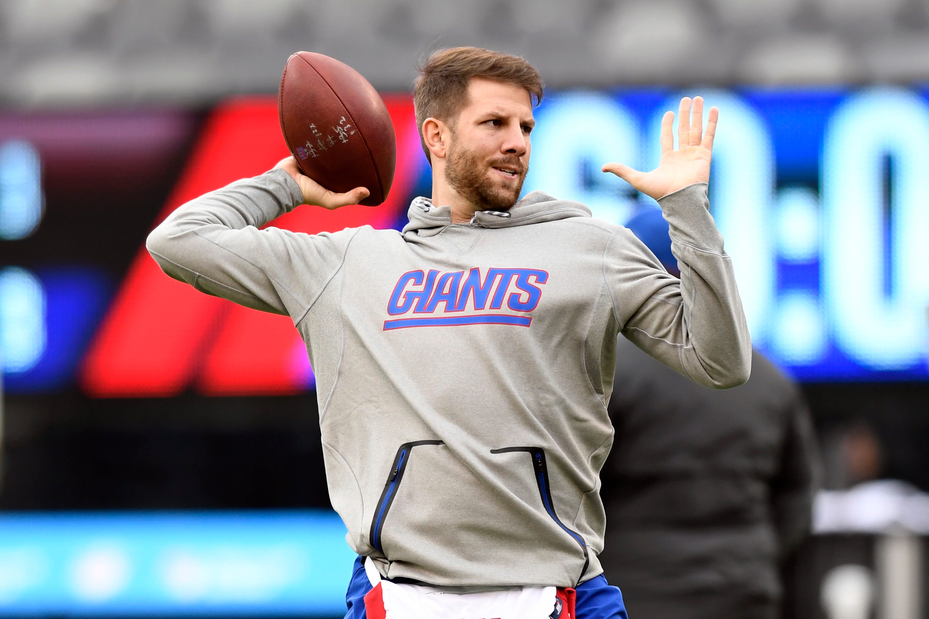 New York Giants quarterback Alex Tanney is the backup quarterback for today's game against the Washington Redskins on Sunday, Oct. 28, 2018, in East Rutherford. Giants Vs Redskins