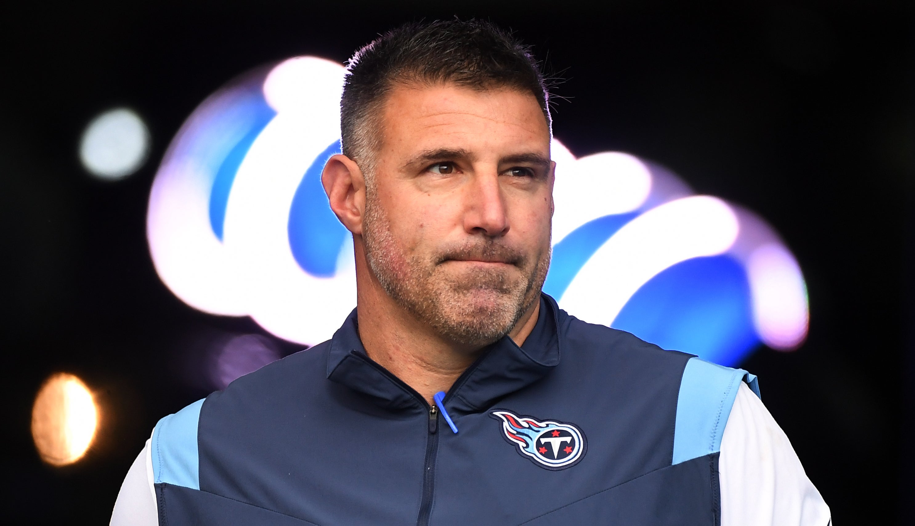 Tennessee Titans head coach Mike Vrabel walks to the field before the game against the Jacksonville Jaguars at Nissan Stadium. Christopher Hanewinckel-USA TODAY Sports
