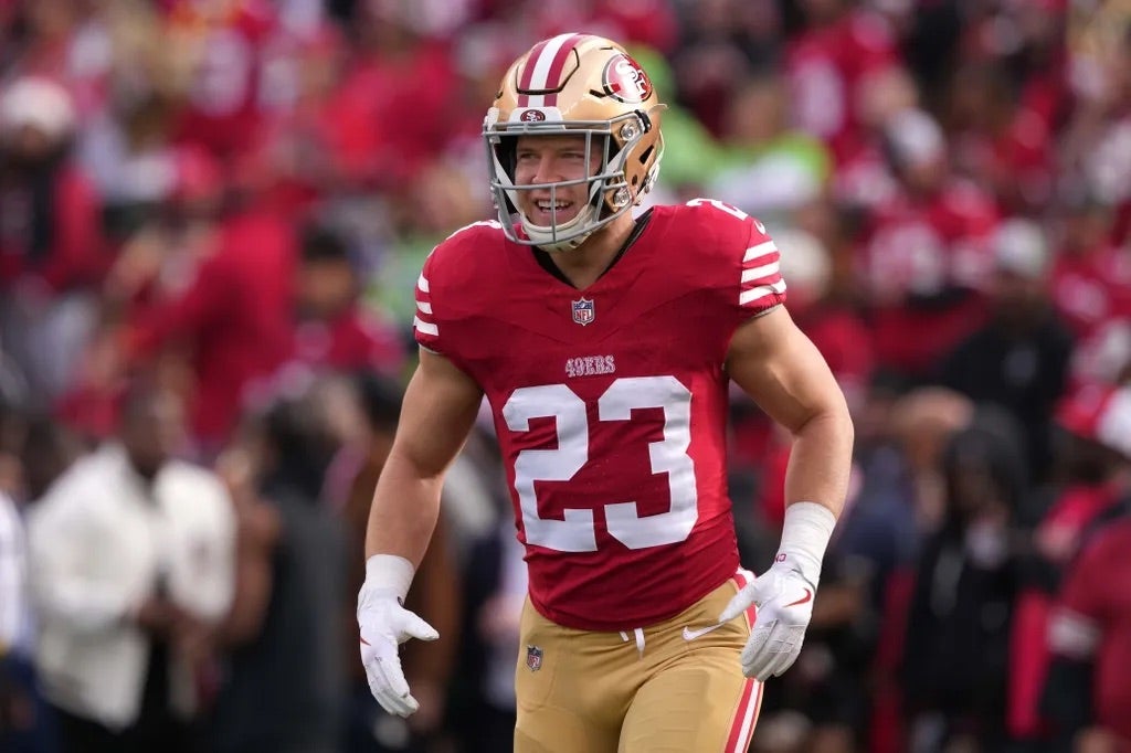 San Francisco 49ers running back Christian McCaffrey (23) before the game against the Seattle Seahawks at Levi's Stadium.