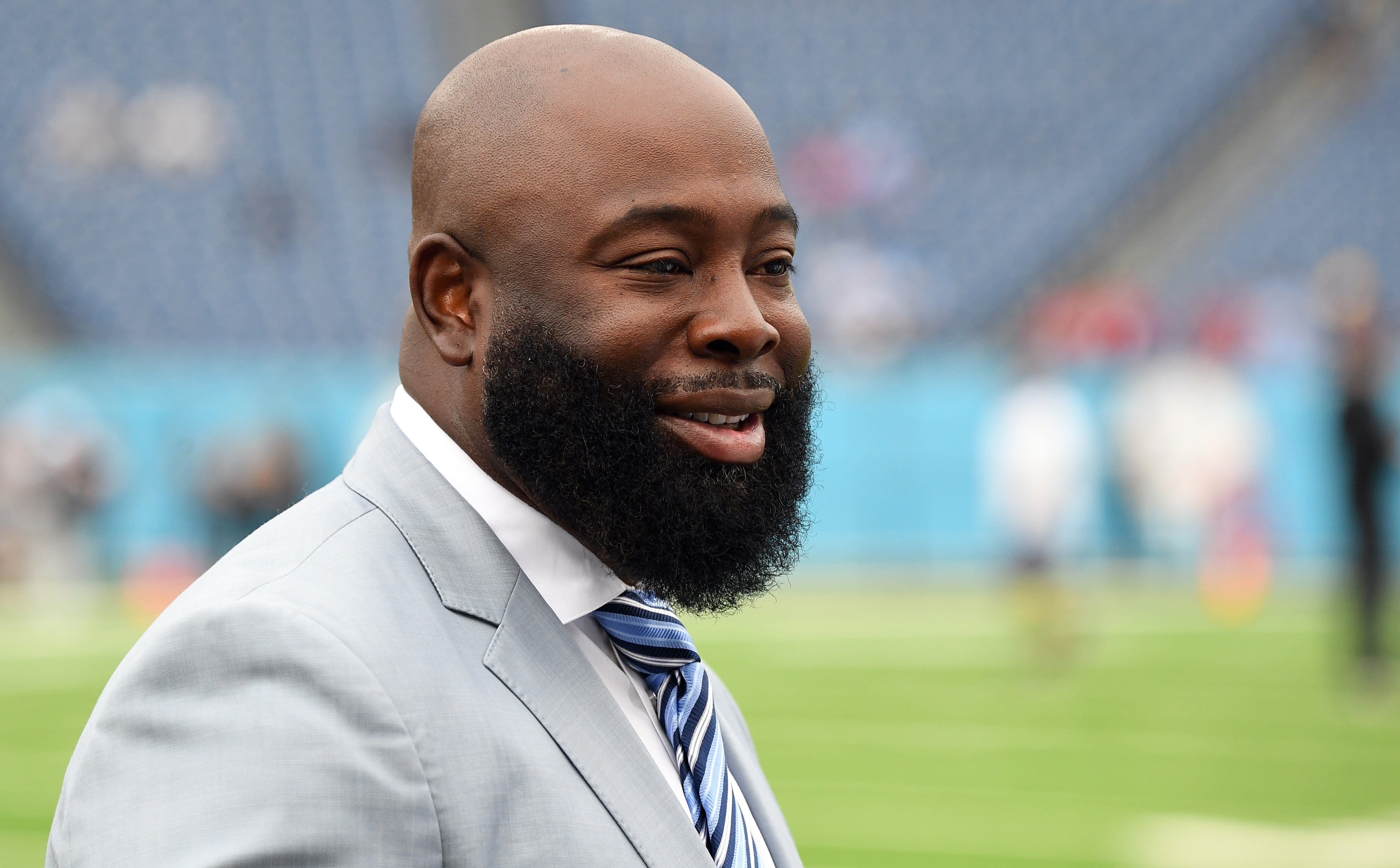 Tennessee Titans general manager Ran Carthon before the game against the Atlanta Falcons at Nissan Stadium. Christopher Hanewinckel-USA TODAY Sports