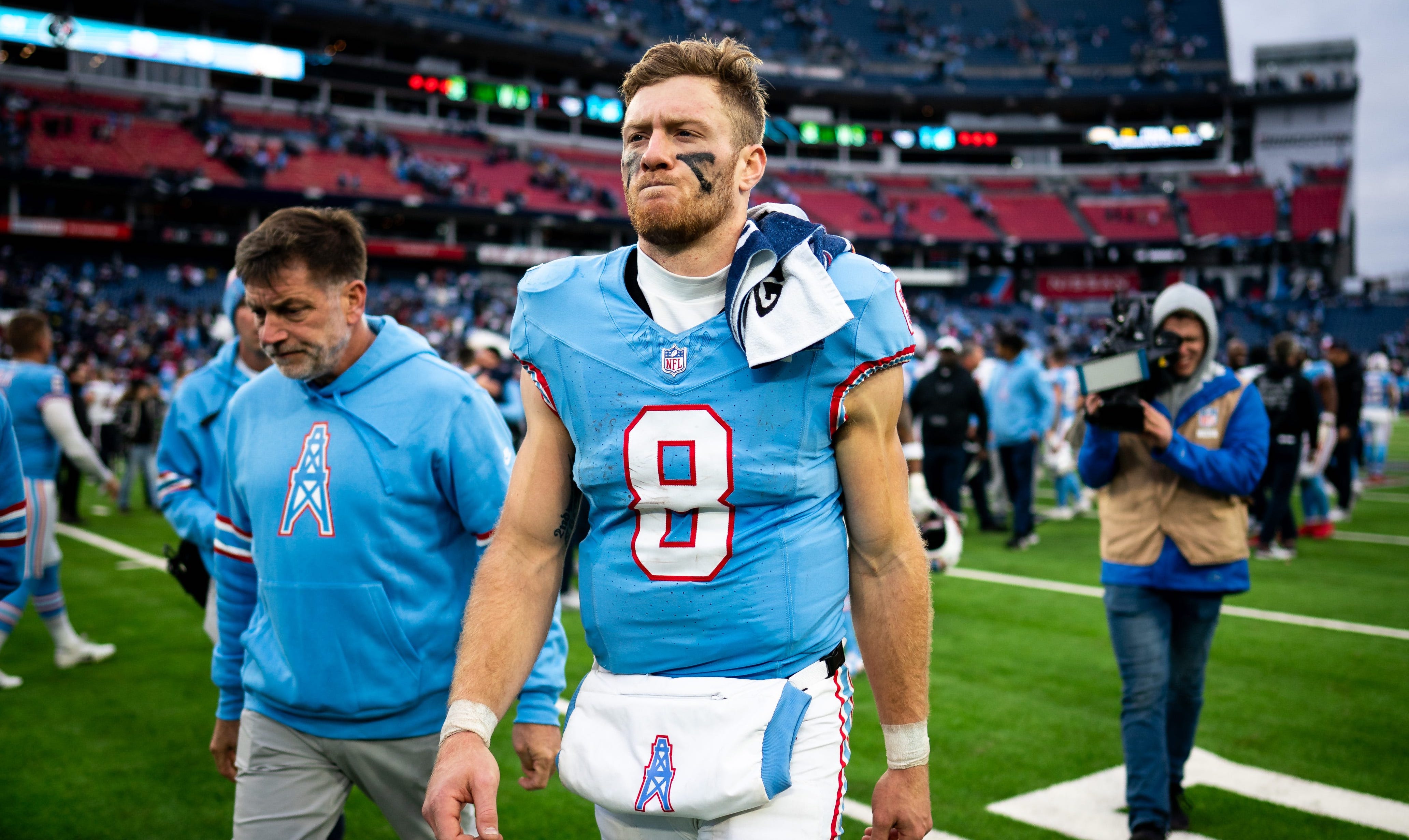 Tennessee Titans quarterback Will Levis exits the field after their loss to the Houston Texans at Nissan Stadium in Nashville, Tenn., Sunday, Dec. 17, 2023 Andrew Nelles / The Tennessean-USA TODAY NETWORK