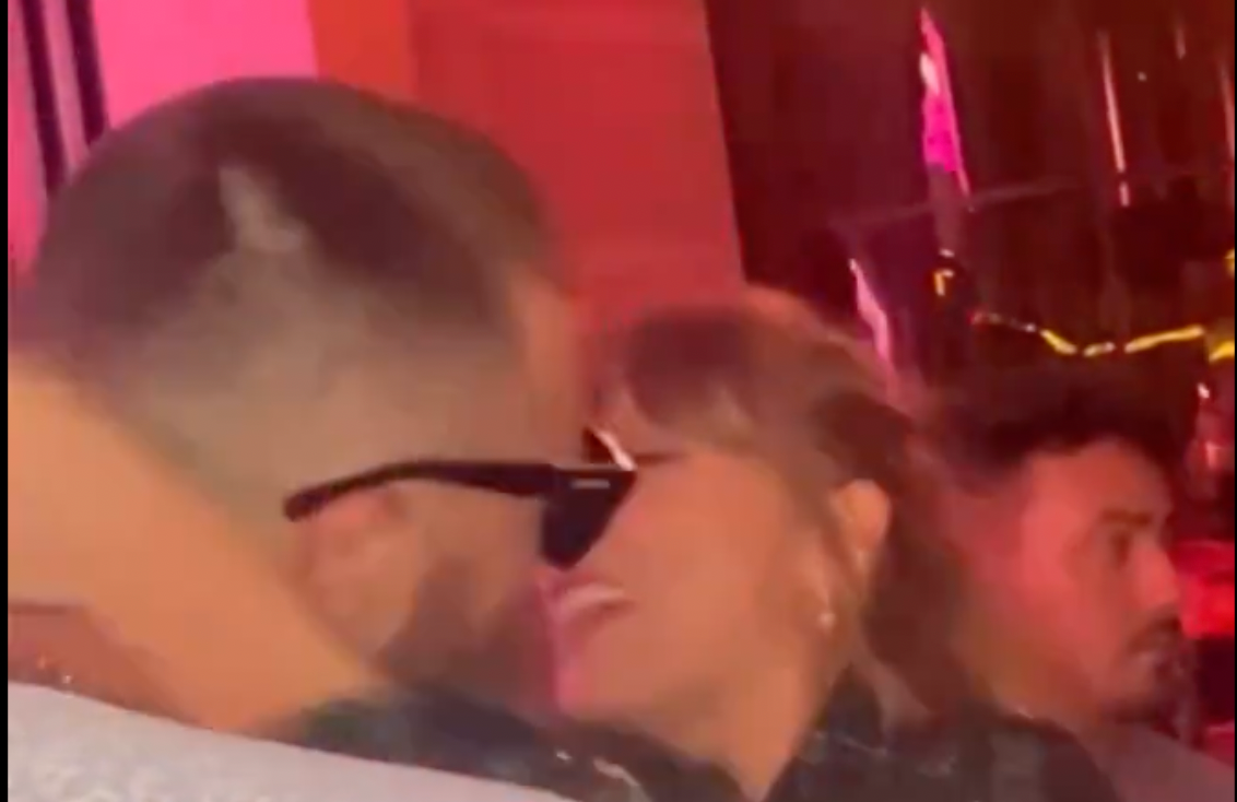 Taylor Swift and Travis Kelce share a moment during Love Story