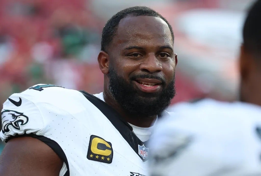 Philadelphia Eagles defensive tackle Fletcher Cox (91) prior to the game against the Tampa Bay Buccaneers at Raymond James Stadium.