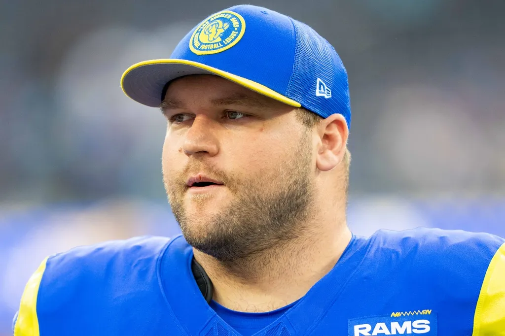 Los Angeles Rams center Brian Allen (55) after the game against the Arizona Cardinals at SoFi Stadium.