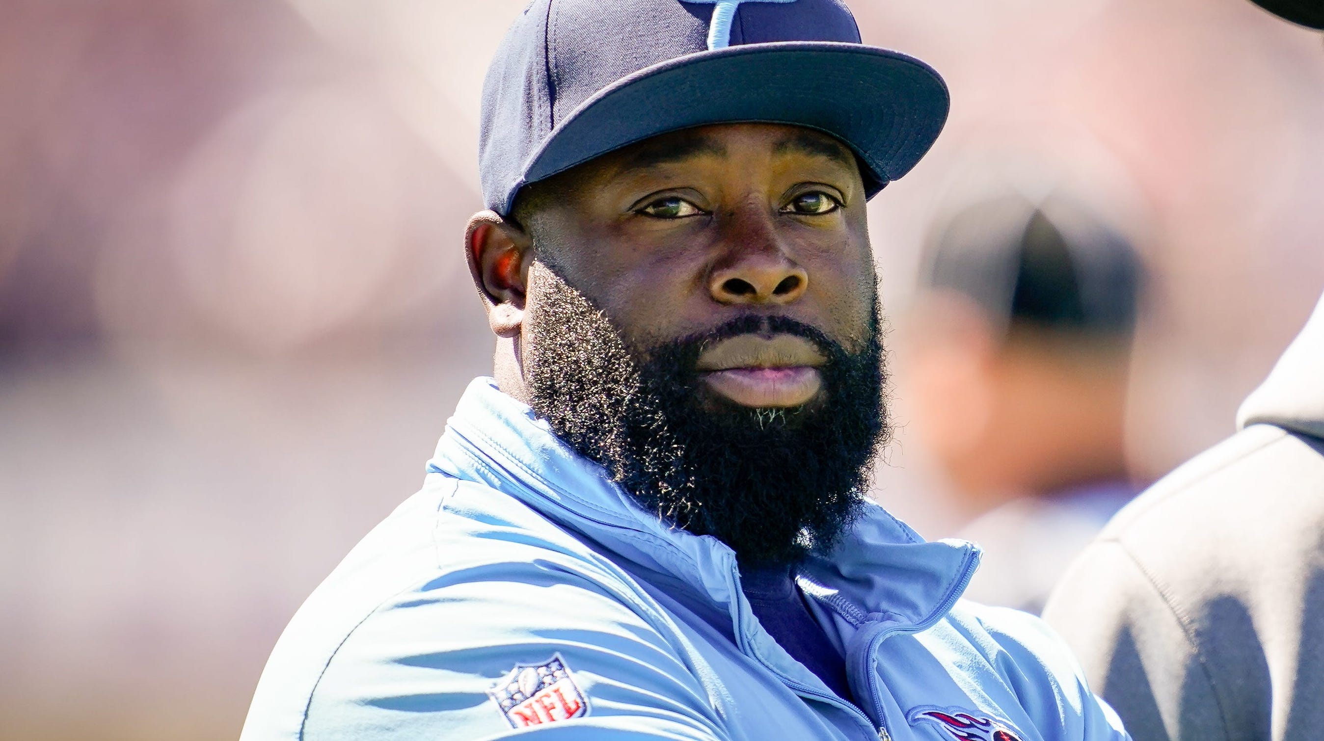 Tennessee Titans general manager Ran Carthon chats with Minnesota Vikings general manager Kwesi Adofo-Mensah during practice in Eagan, Minn., Wednesday, Aug. 16, 2023 Andrew Nelles / The Tennessean-USA TODAY NETWORK