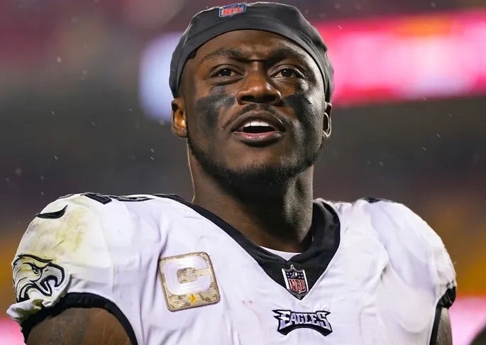 Philadelphia Eagles wide receiver A.J. Brown (11) leaves the field after defeating the Kansas City Chiefs at GEHA Field at Arrowhead Stadium.