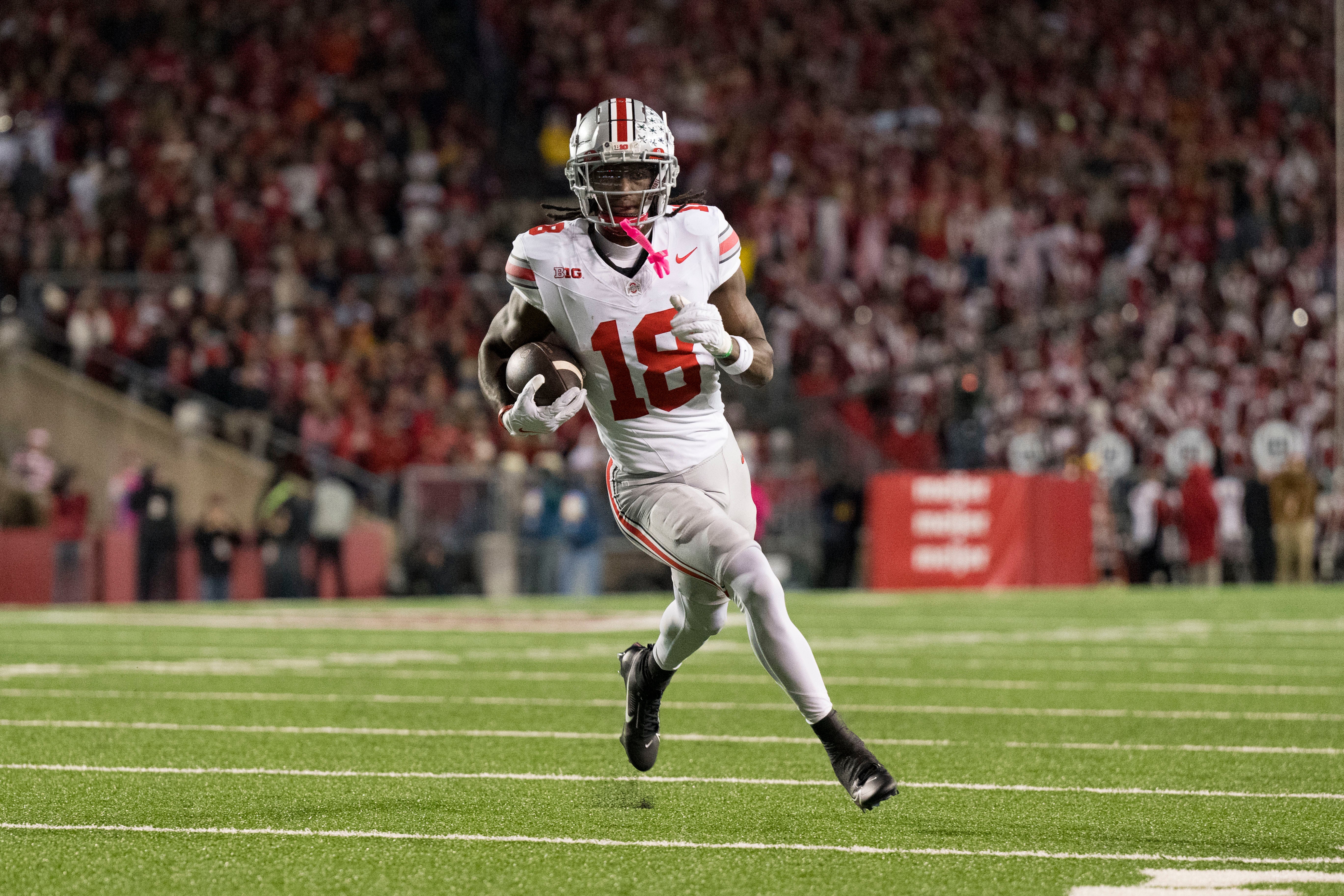 Ohio State Buckeyes wide receiver Marvin Harrison Jr. (18) during the game against the Wisconsin Badgers