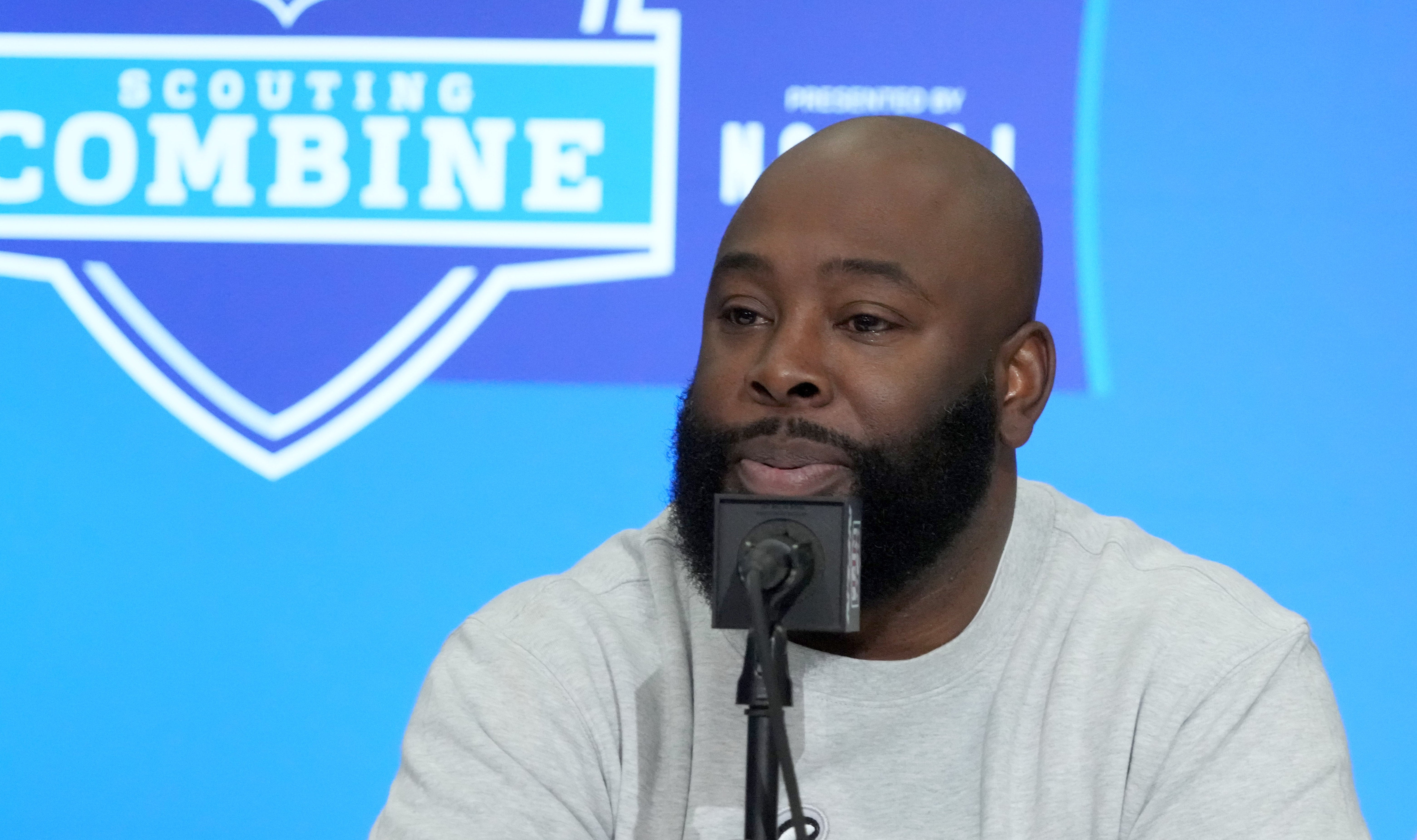 Tennessee Titans general manager Ran Carthon speaks during a press conference during the NFL Scouting Combine at Indiana Convention Center. Kirby Lee-USA TODAY Sports