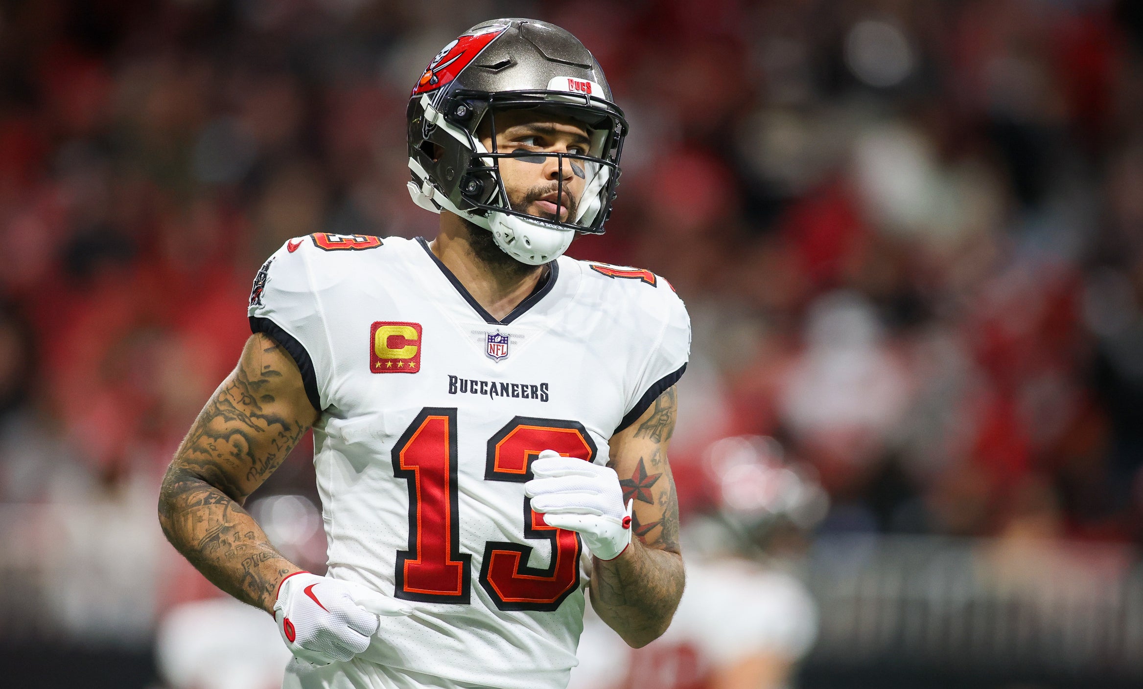 Tampa Bay Buccaneers wide receiver Mike Evans (13) in action against the Atlanta Falcons in the second half at Mercedes-Benz Stadium. Brett Davis-USA TODAY Sports