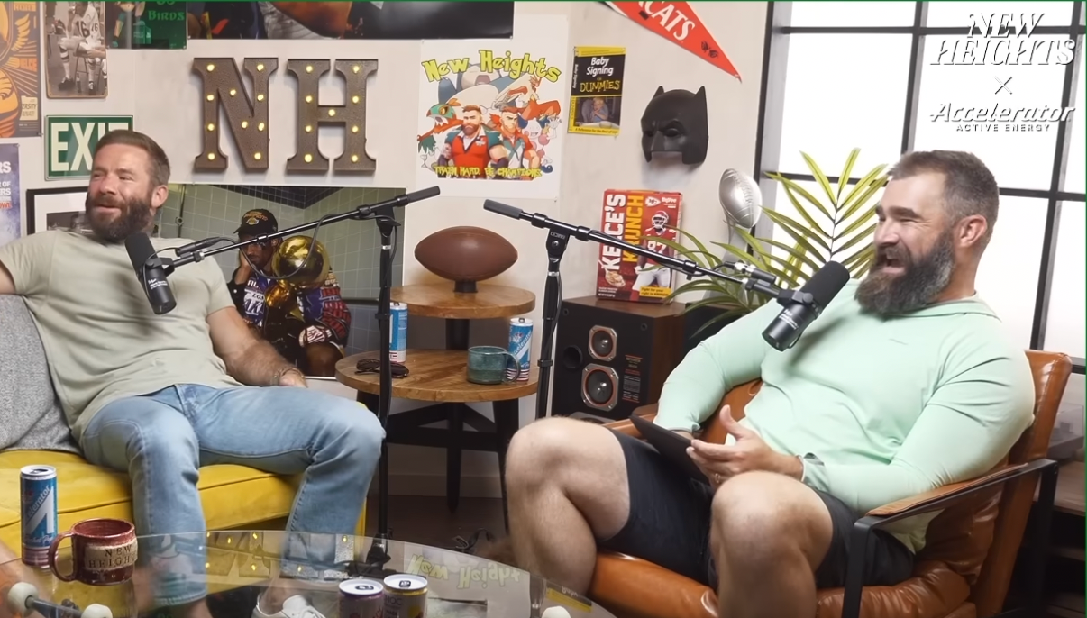 Julian Edelman appears on an episode of the New Heights podcast with Jason and Travis Kelce