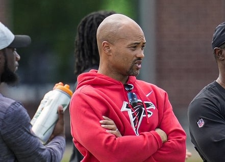 Atlanta Falcons general manager Terry Fontenot on the field during Falcons Rookie Minicamp at the Falcons Training Complex.