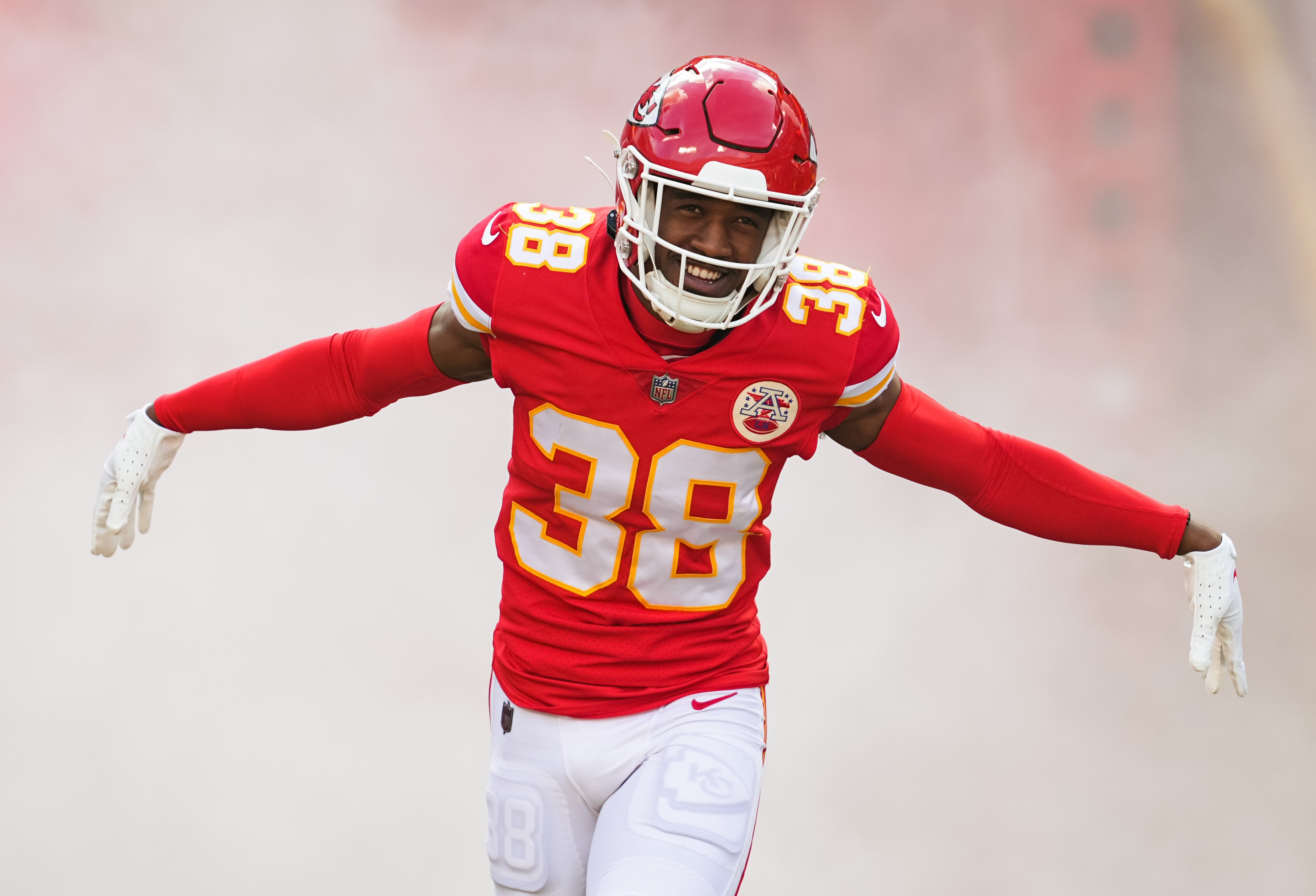 Kansas City Chiefs cornerback L'Jarius Sneed (38) takes the field prior to a game against the Denver Broncos at GEHA Field at Arrowhead Stadium. Jay Biggerstaff-USA TODAY Sports