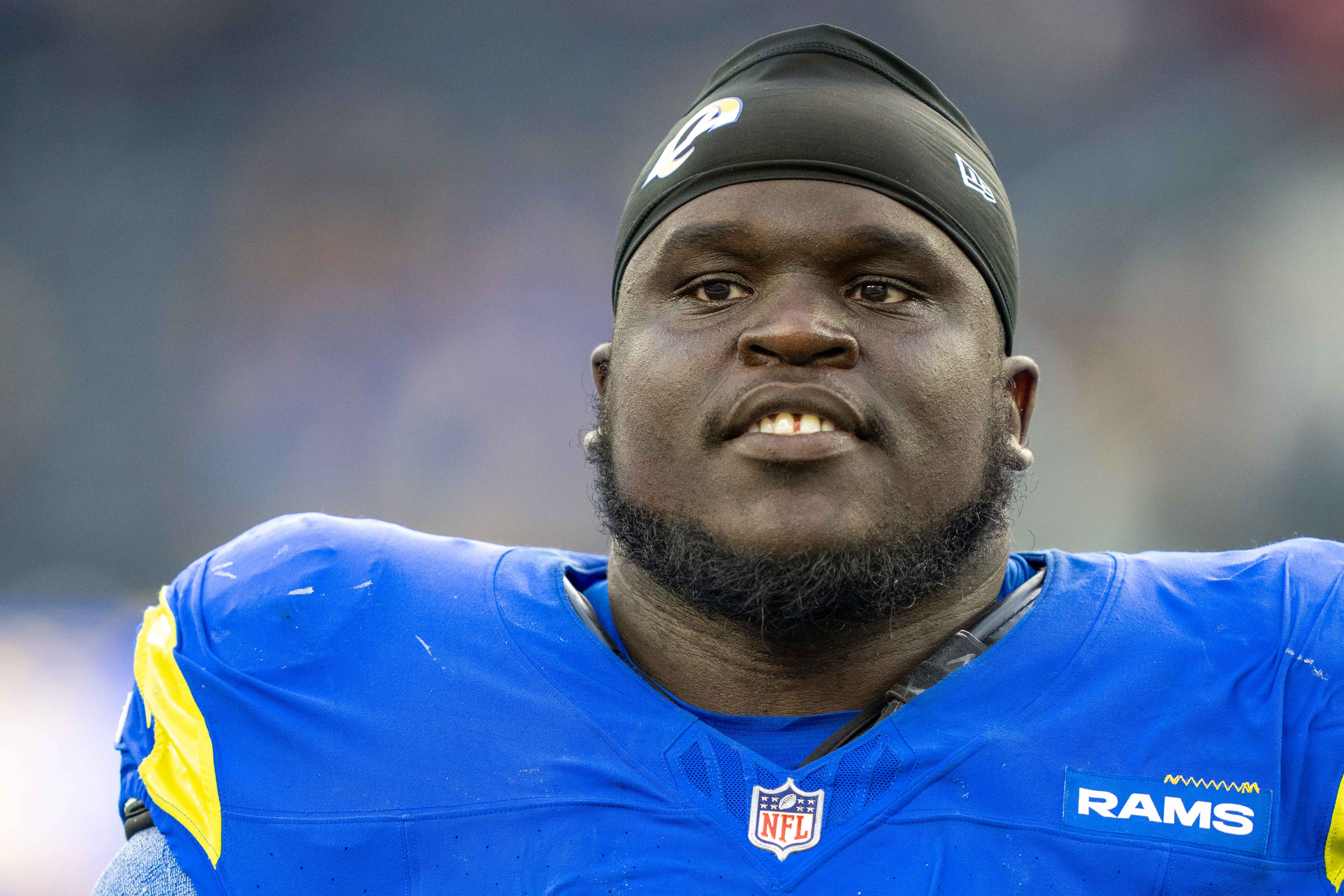 Los Angeles Rams guard Kevin Dotson (69) after the game against the Arizona Cardinals at SoFi Stadium.
