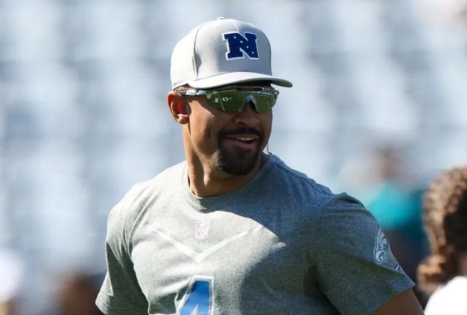 Philadelphia Eagles quarterback Jalen Hurts (1) participates in the AFC versus NFC Pro Bowl practice and media day at Camping World Stadium.