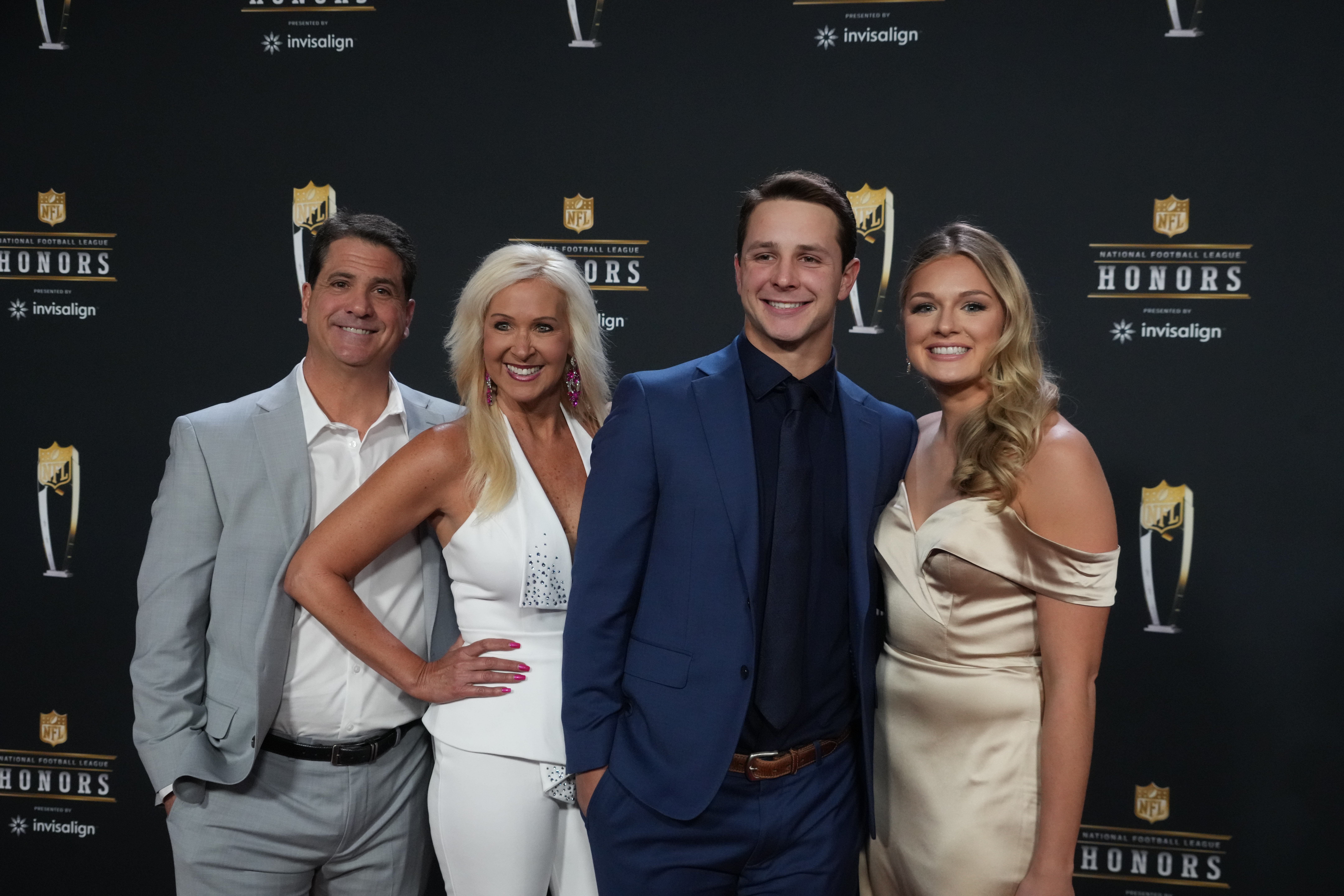 Feb 9, 2023; Phoenix, Arizona, US; San Francisco 49ers quarterback Brock Purdy poses for a photo on the red carpet before the NFL Honors award show at Symphony Hall.