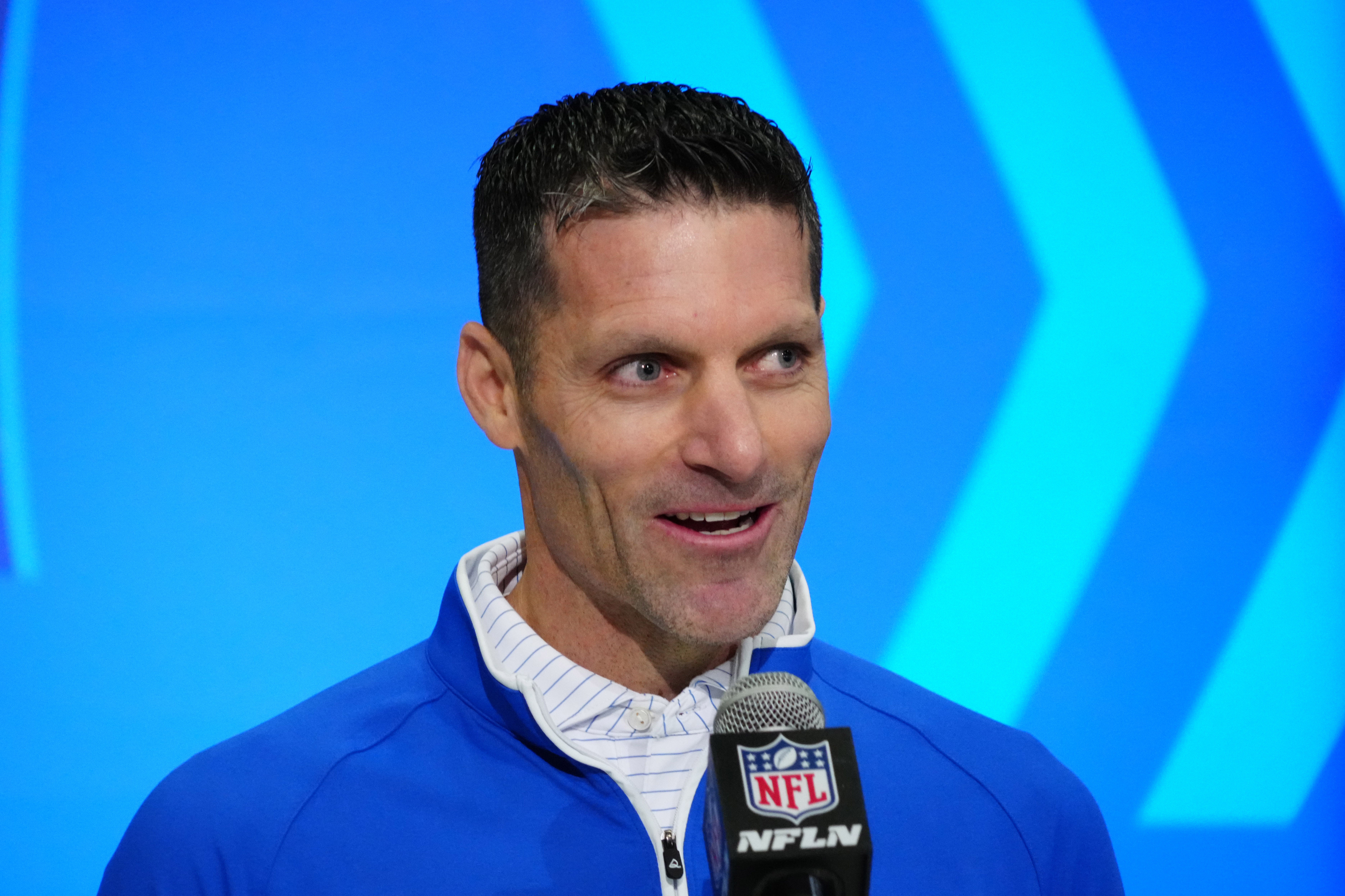 Feb 28, 2024; Indianapolis, IN, USA; Houston Texans general manager Nick Caserio speaks at a press conference at the NFL Scouting Combine at Indiana Convention Center.