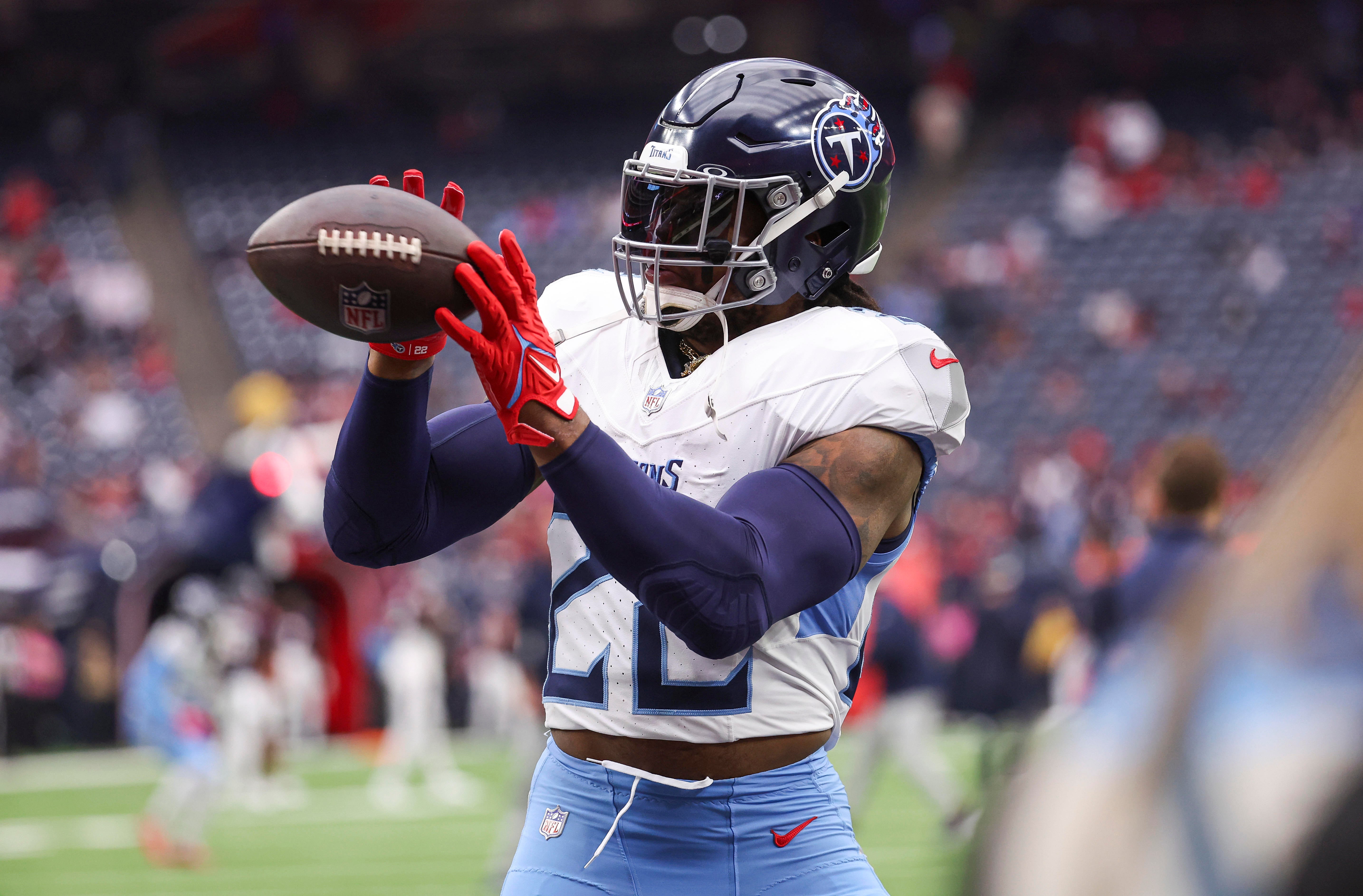 Tennessee Titans running back Derrick Henry (22) before the game against the Houston Texans at NRG Stadium.