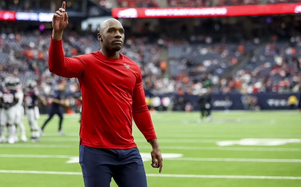 Houston Texans head coach DeMeco Ryans during a 2024 AFC wild card game at NRG Stadium.