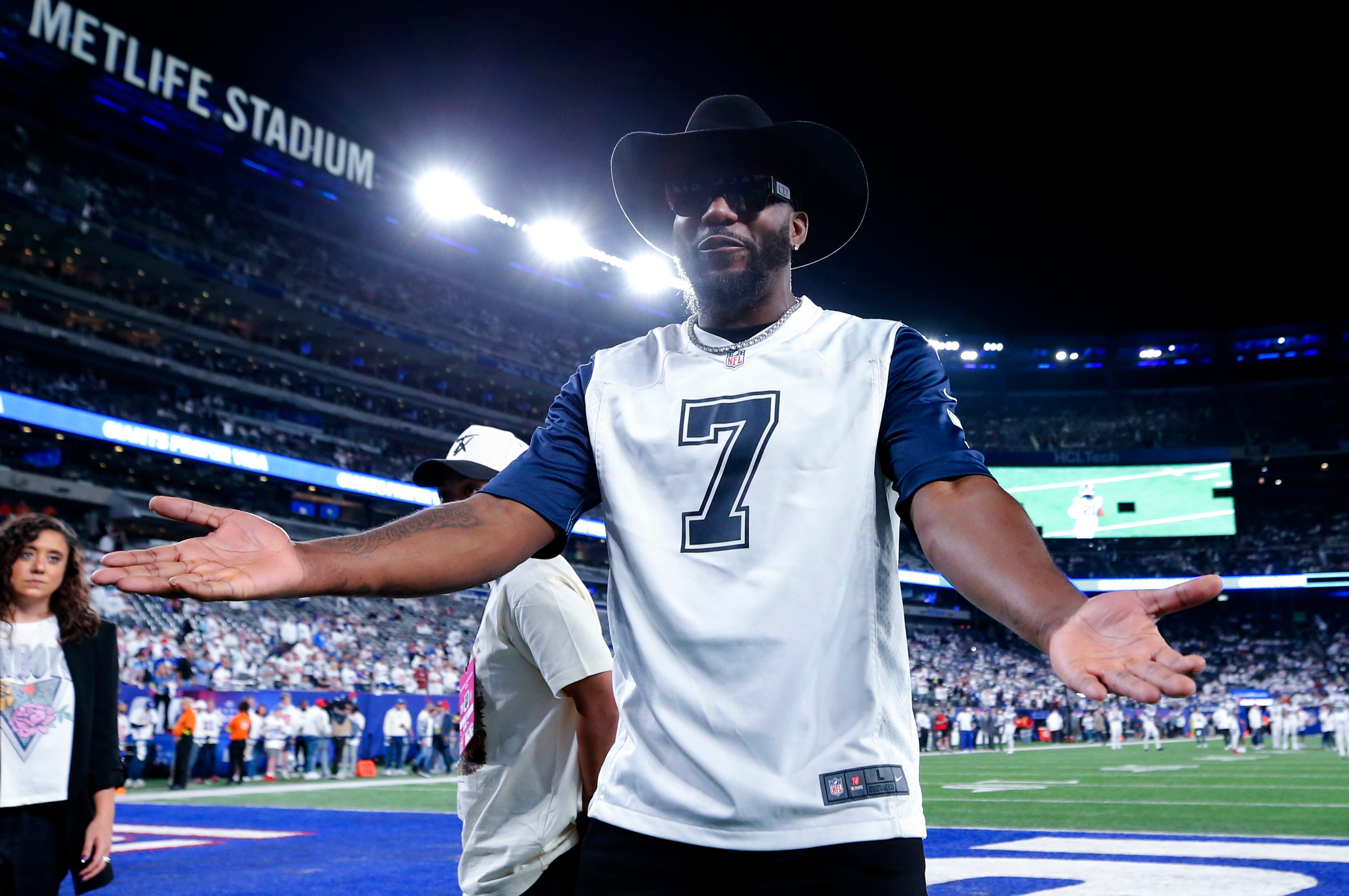 Dallas Cowboys former player Dez Bryant before the game against the New York Giants at MetLife Stadium.