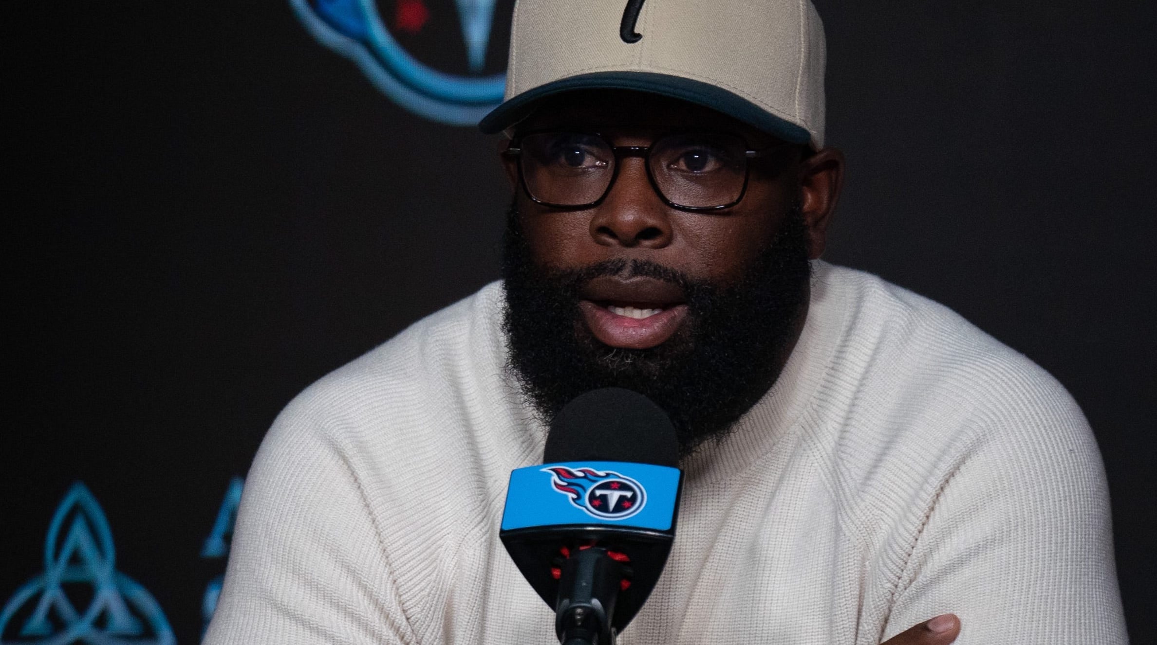 Tennessee Titans General Manager Ran Carthon fields questions related to the firing of longtime Head Coach Mike Vrabel at Ascension Saint Thomas Sports Park in Nashville, Tenn., Tuesday, Jan. 9, 2024 Denny Simmons / The Tennessean-USA TODAY NETWORK 
