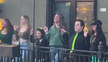 Kyle Kelcie shows off her roots as she dances alongside McHugh School of Irish Dance.
