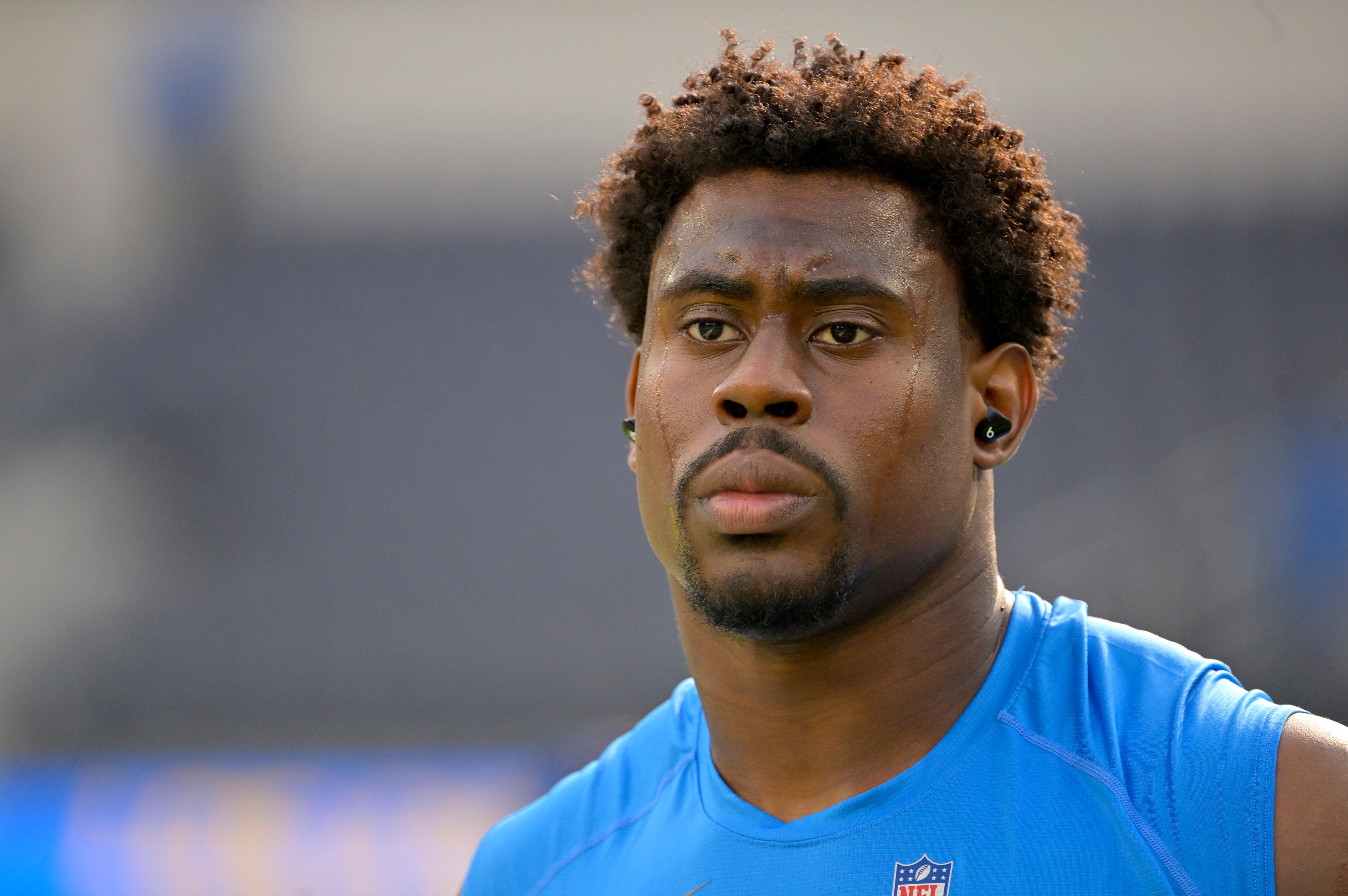 Los Angeles Chargers defensive tackle Sebastian Joseph-Day (69) warms up prior to the game against the Los Angeles Rams at SoFi Stadium. Jayne Kamin-Oncea-USA TODAY Sports