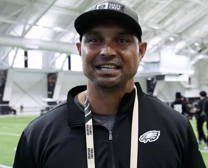 Philadelphia Eagles national scout Jordan Dizon at Colorado Pro Day.