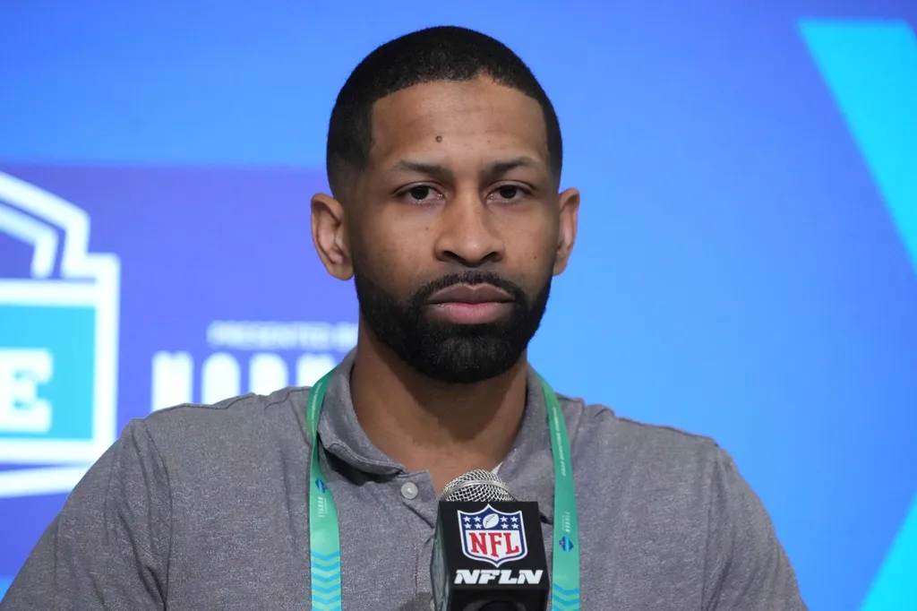 Cleveland Browns general manager Andrew Berry during the NFL combine at the Indiana Convention Center.