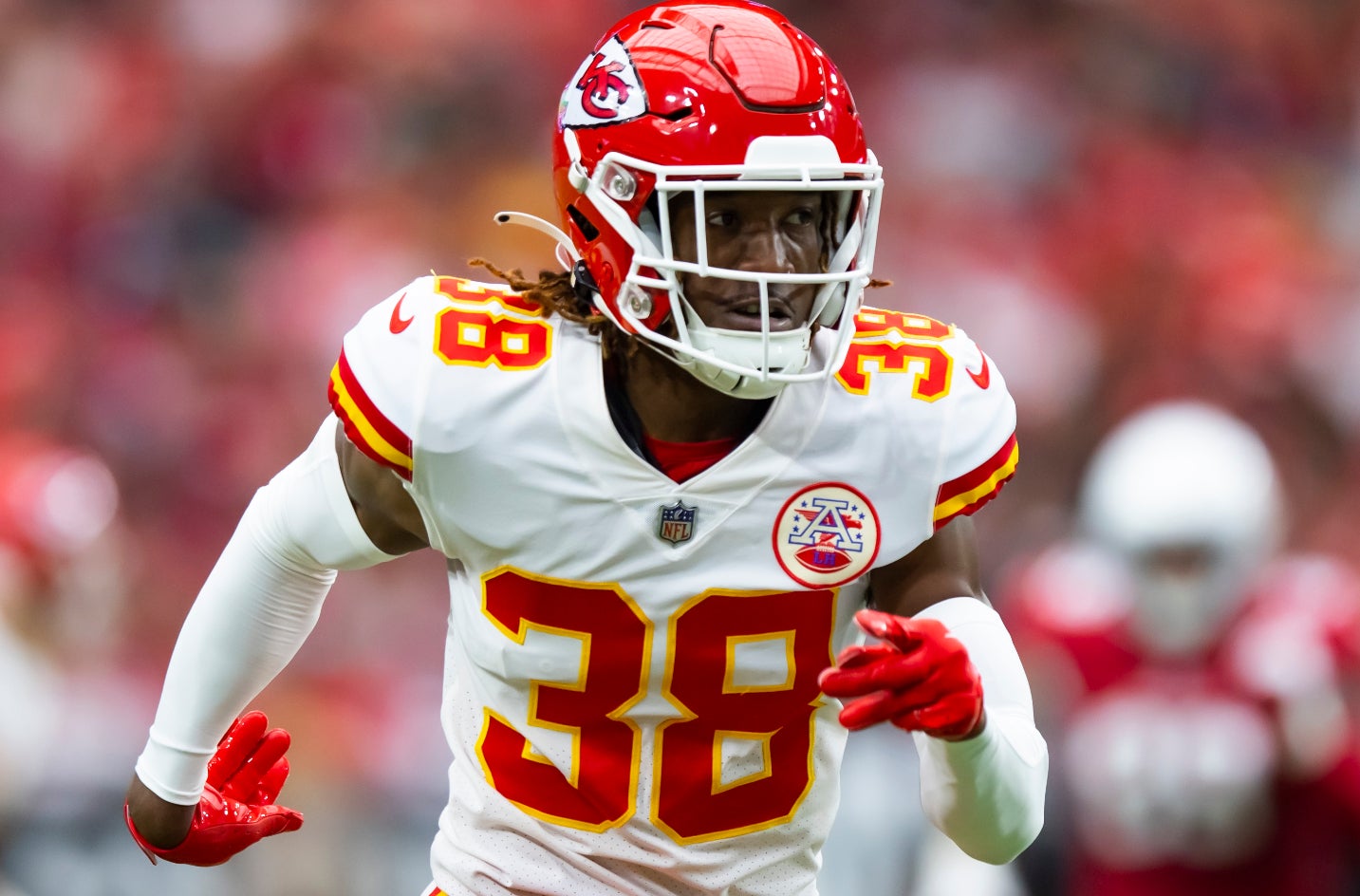 Sep 11, 2022; Glendale, Arizona, USA; Kansas City Chiefs cornerback L'Jarius Sneed (38) against the Arizona Cardinals at State Farm Stadium.
