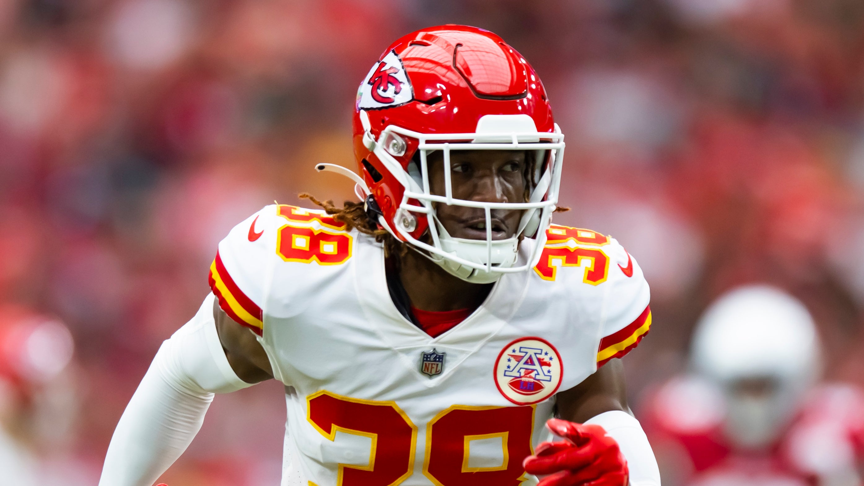 Kansas City Chiefs cornerback L'Jarius Sneed (38) against the Arizona Cardinals at State Farm Stadium. Mark J. Rebilas-USA TODAY Sports