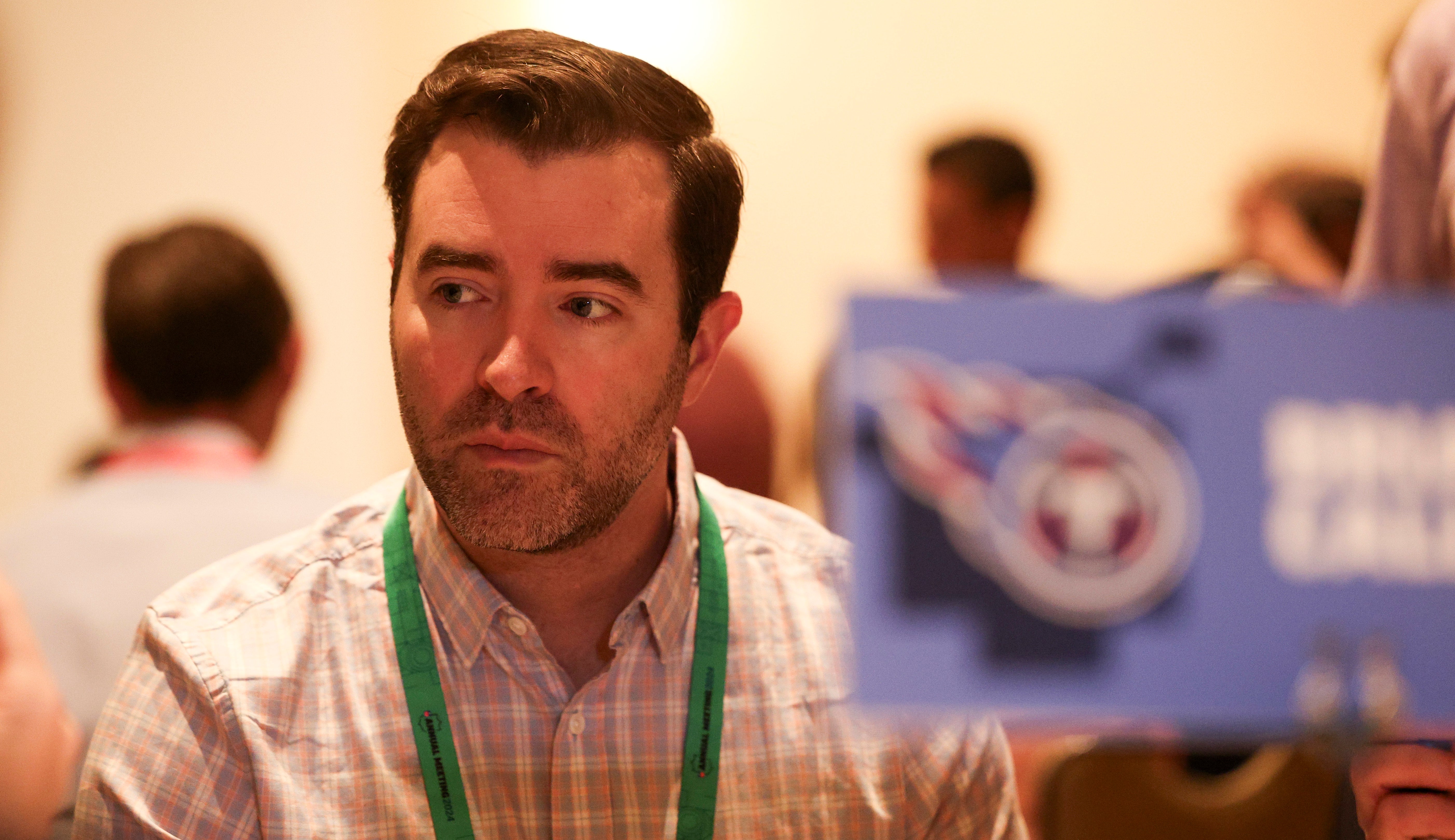 Tennessee Titans head coach Brian Callahan talks to media during the NFL annual league meetings at the JW Marriott. Nathan Ray Seebeck-USA TODAY Sports