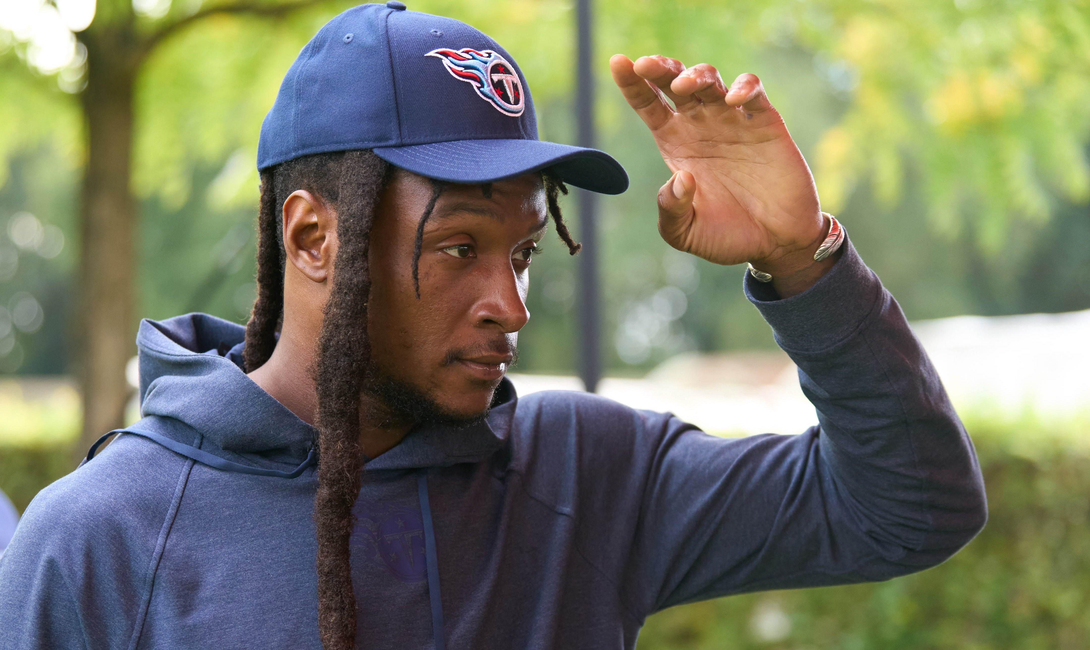 Tennessee Titans wide receiver DeAndre Hopkins (10) following Tennessee Titans practice session at The Grove, Watford for their upcoming NFL London game. Peter van den Berg-USA TODAY Sports