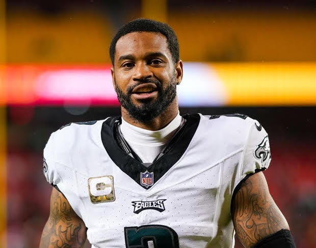 Philadelphia Eagles cornerback Darius Slay (2) leaves the field after defeating the Kansas City Chiefs at GEHA Field at Arrowhead Stadium.